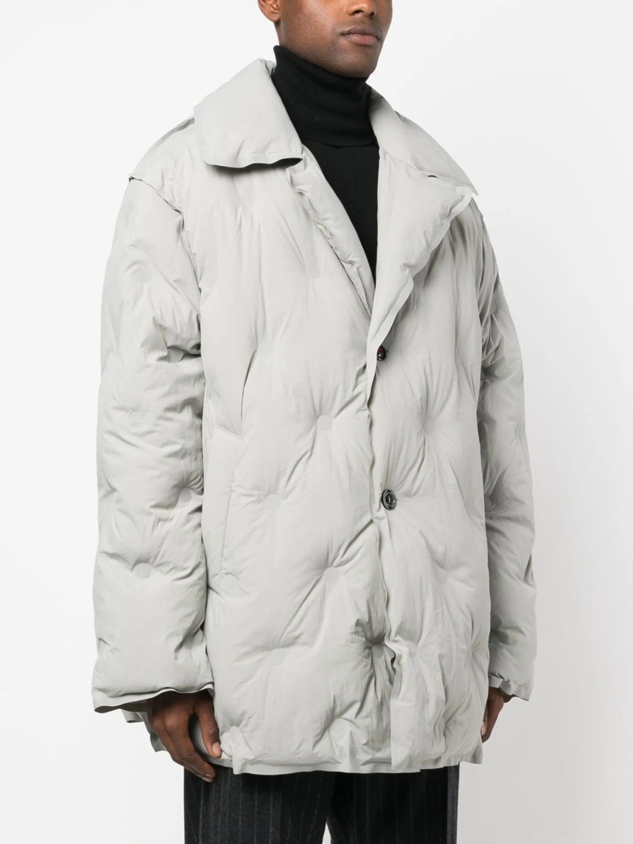 Maison Margiela o1w1db10226 Single-breasted Padded Coat in Grey Size US L / EU 52-54 / 3 - 3 Thumbnail