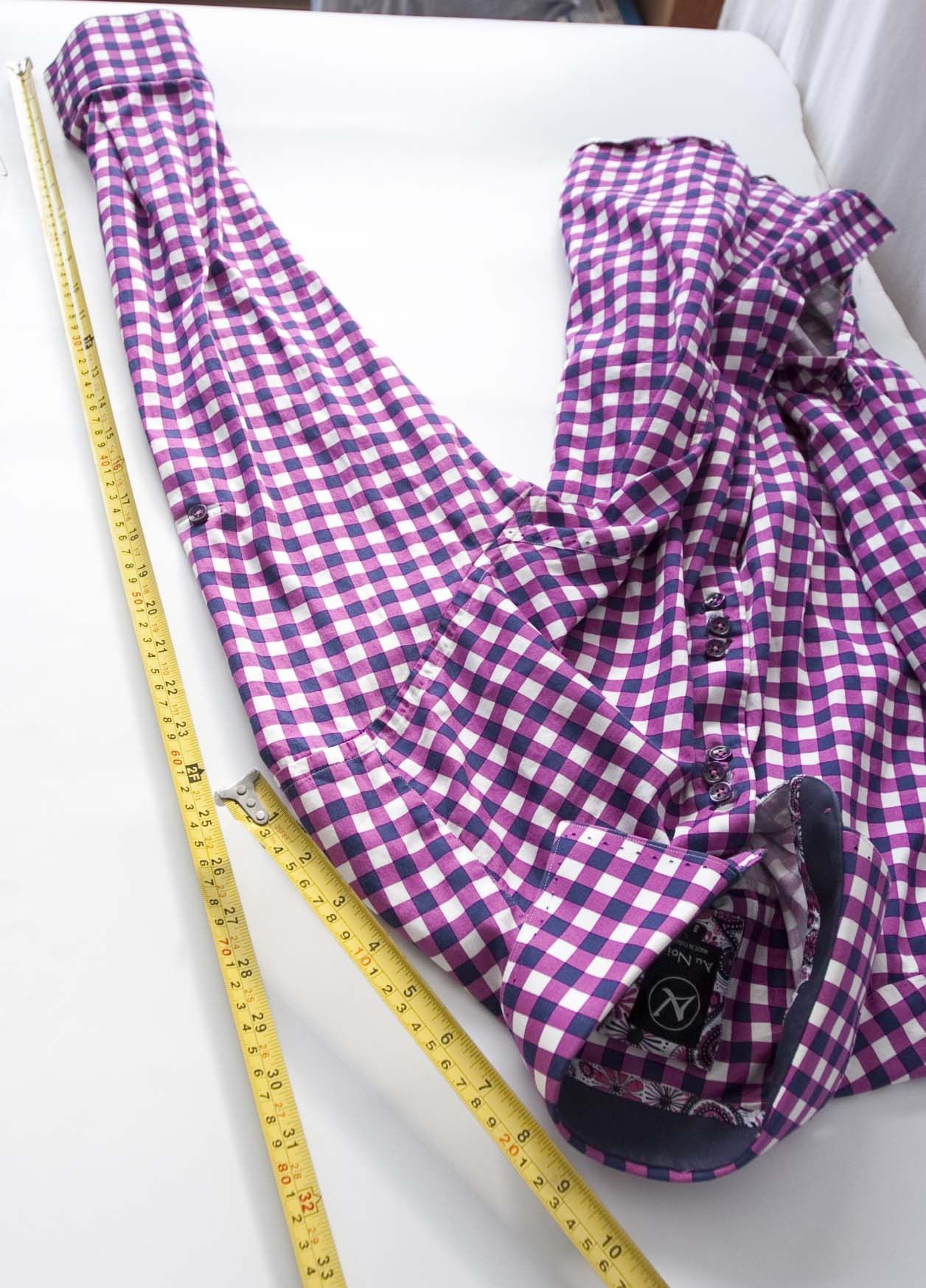 Au Noir Au Noir Shirt Cufflink Size 3/M Plaid Purple/ Blue Size US M / EU 48-50 / 2 - 3 Thumbnail