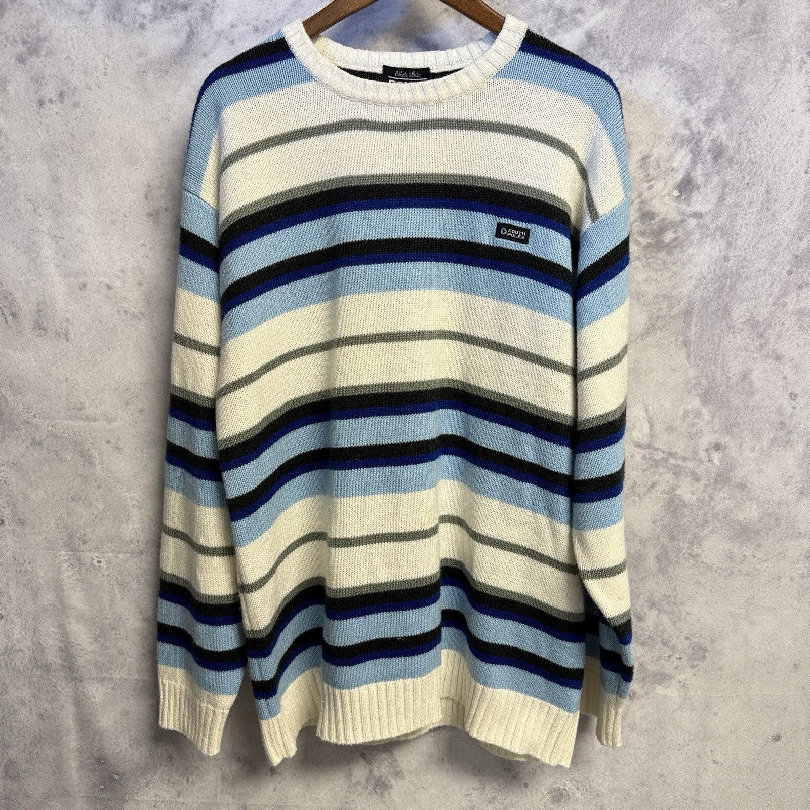 Southpole × Vintage Vintage Southpole Knit Sweater Mens Large Crew Neck Striped Size US L / EU 52-54 / 3 - 1 Thumbnail