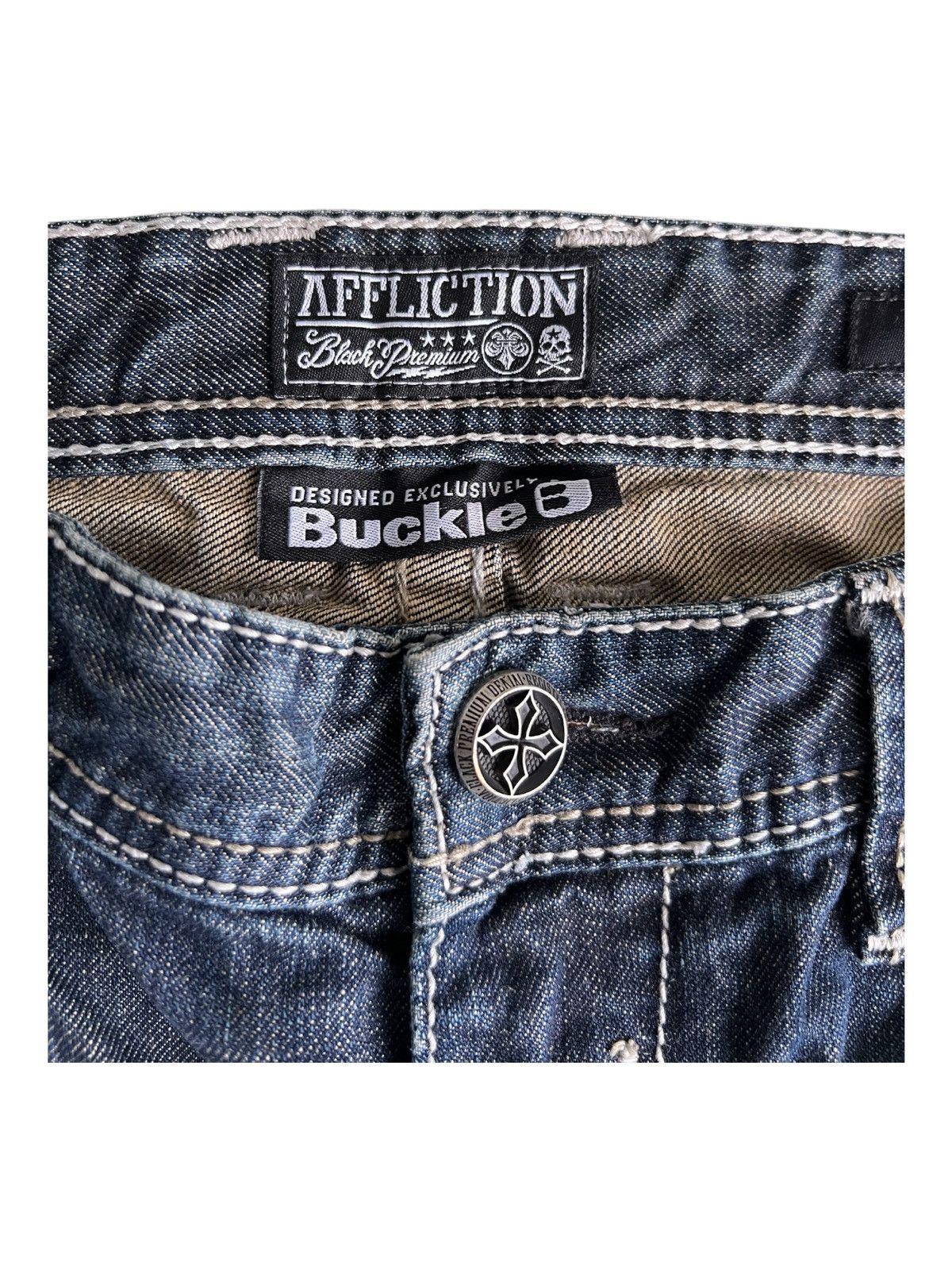 Affliction × JNCO Y2K Affliction Grant Premium Exclusive Buckle Baggy Jeans Size US 36 / EU 52 - 9 Thumbnail