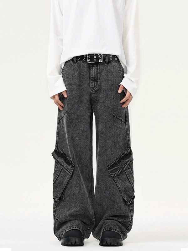 Vintage High street washed vintage patchwork cargo jeans Size US 32 / EU 48 - 1 Thumbnail