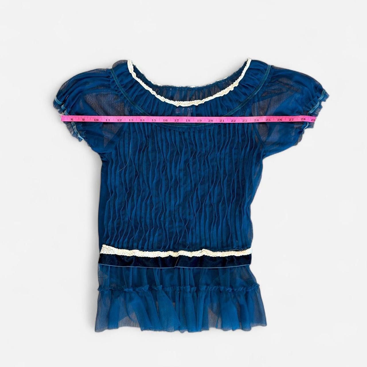Other La La Leone Navy Blue Sheer Ruffle Blouse Size M Size ONE SIZE - 5 Thumbnail
