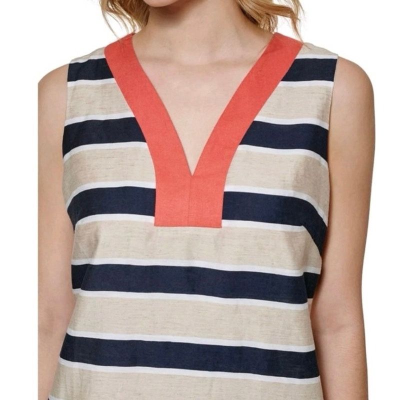 Tommy Hilfiger Tommy Hilfiger Striped Linen Blend Shift Dress Women 10 NWT Size L / US 10 / IT 46 - 2 Thumbnail