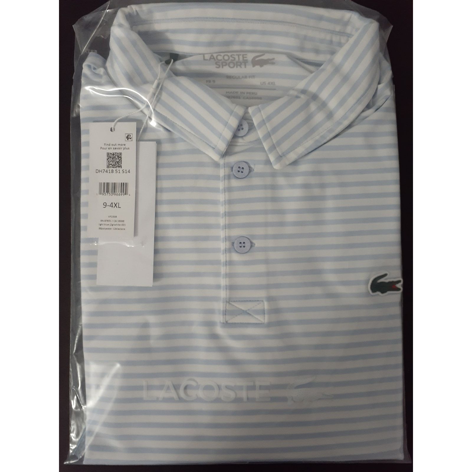 Lacoste Lacoste Men's Regular Fit Golf Polo, Blue/White, 4XL Size US XXL / EU 58 / 5 - 2 Thumbnail