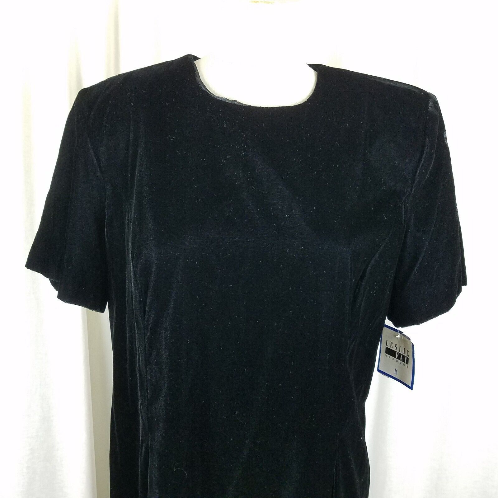 Fay Vtg Leslie Fay Dresses Black Velvet Midi Dress Womens 16 80s Size XXL / US 16-18 / IT 52-54 - 2 Thumbnail
