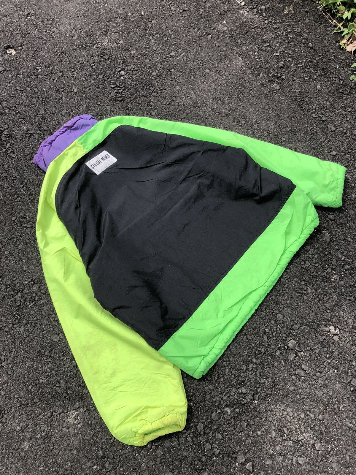 Japanese Brand Vtg Global Mind Neon Colourblock Anorak Halfzipper Jacket Size US XXL / EU 58 / 5 - 13 Thumbnail