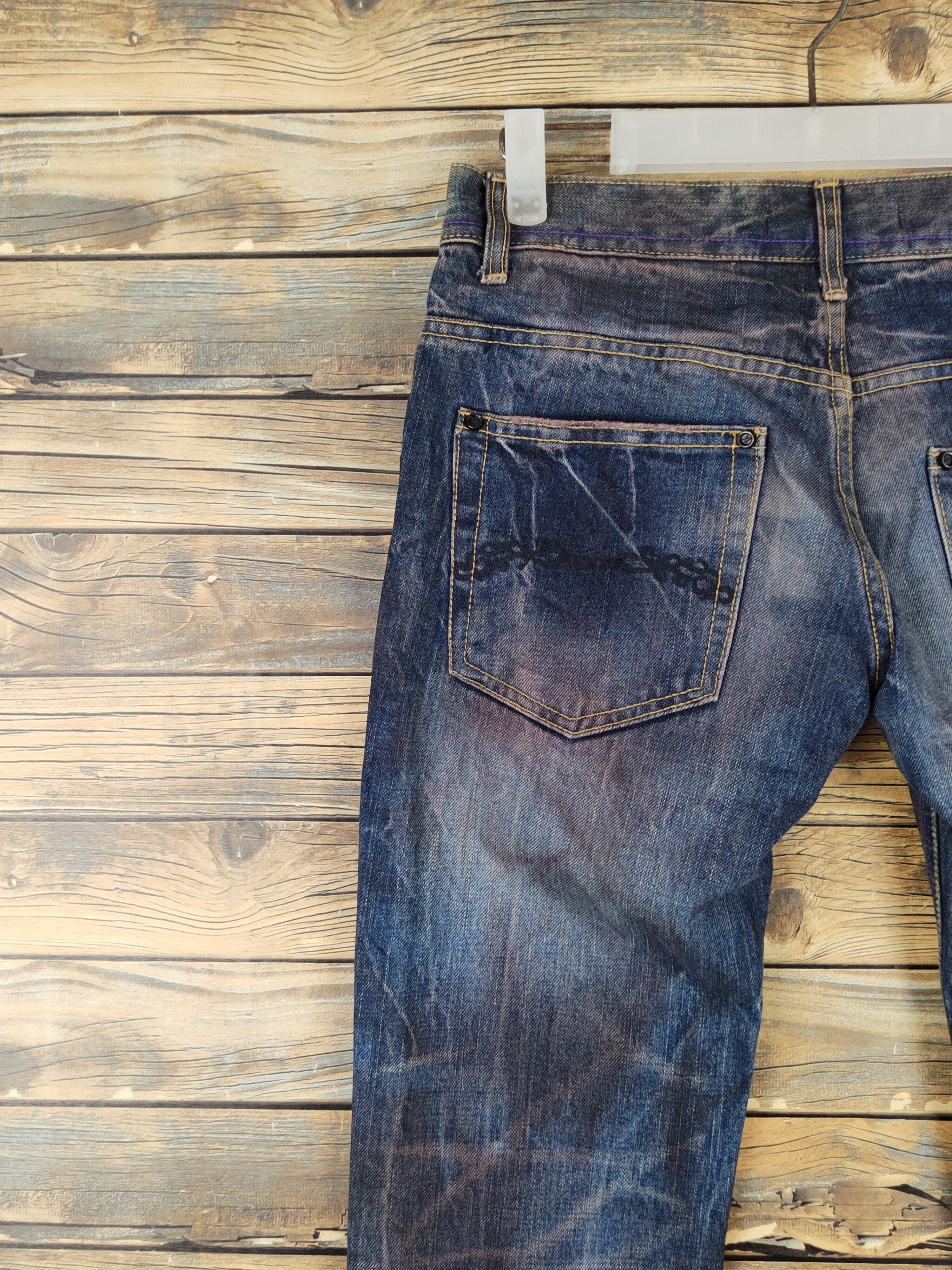Japanese Brand Midas 9 Dark Blue thunder Distressed Ripped Jeans #W1067 Size 30" / US 8 / IT 44 - 9 Thumbnail