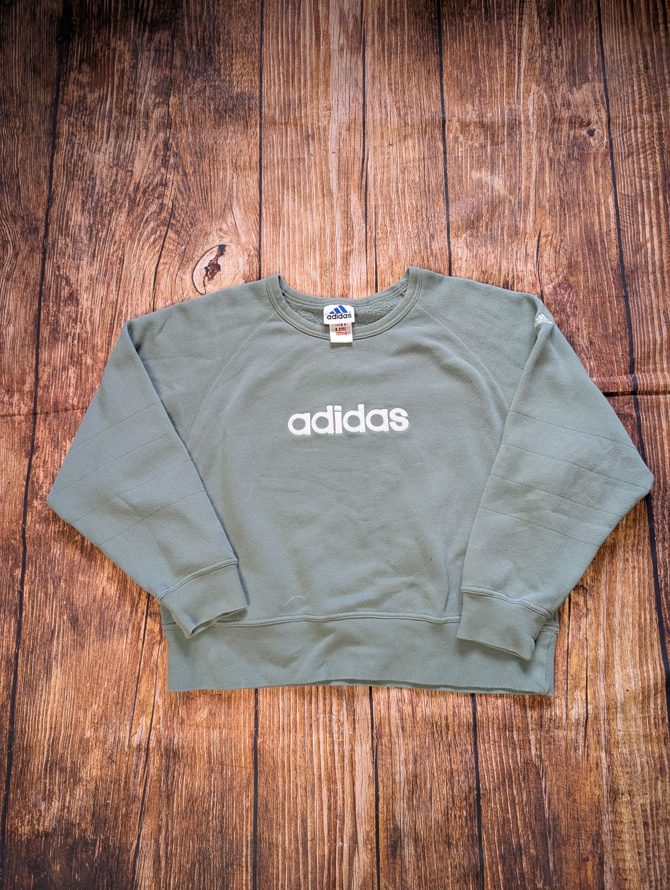 Adidas Olive Adidas khaki vintage y2k crewneck crew Size US L / EU 52-54 / 3 - 1 Thumbnail