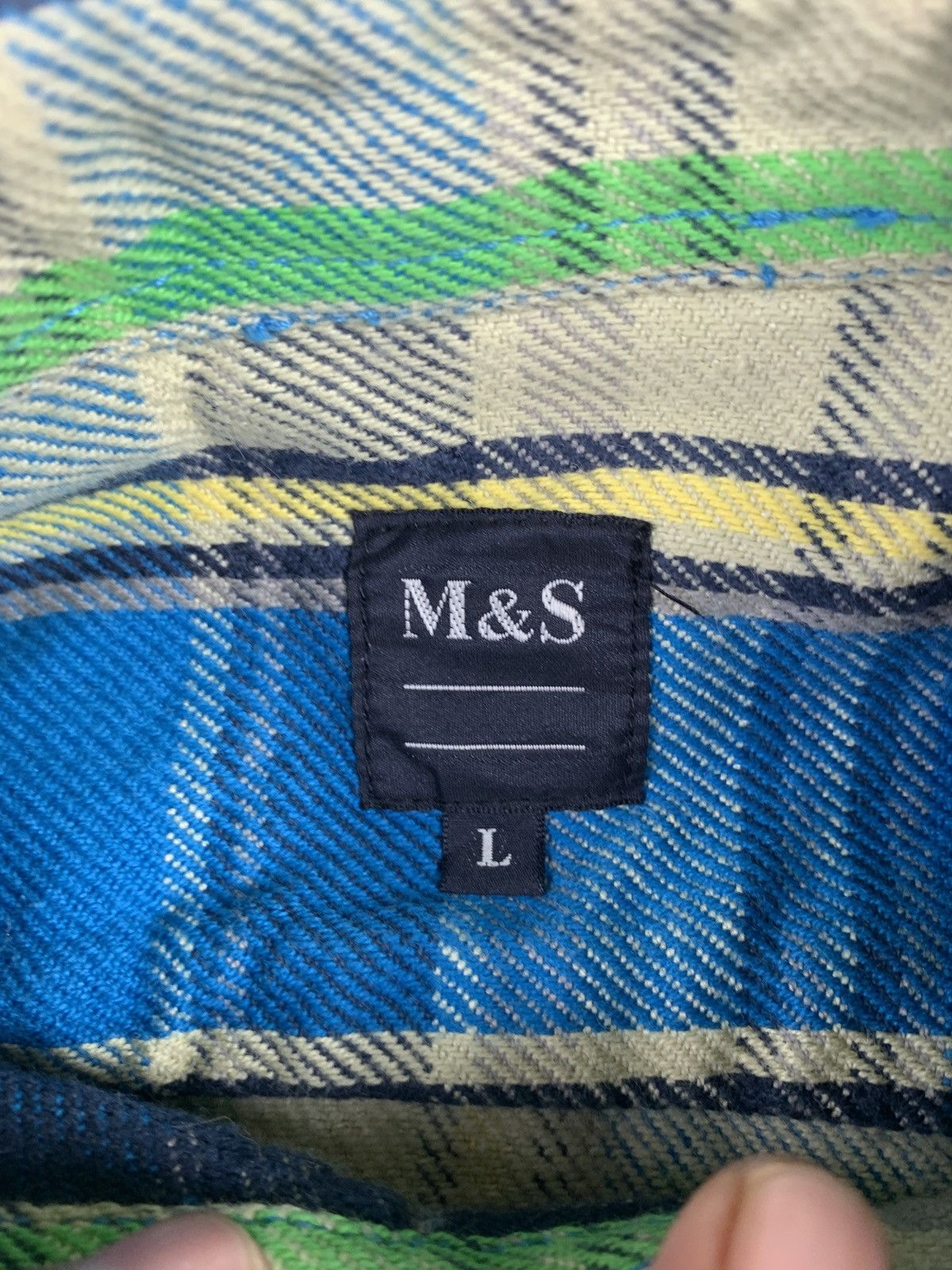 Japanese Brand 2000s M&S Japan Heavy Duct Cotton Plaid Pocket Work Shirt Size US L / EU 52-54 / 3 - 7 Thumbnail