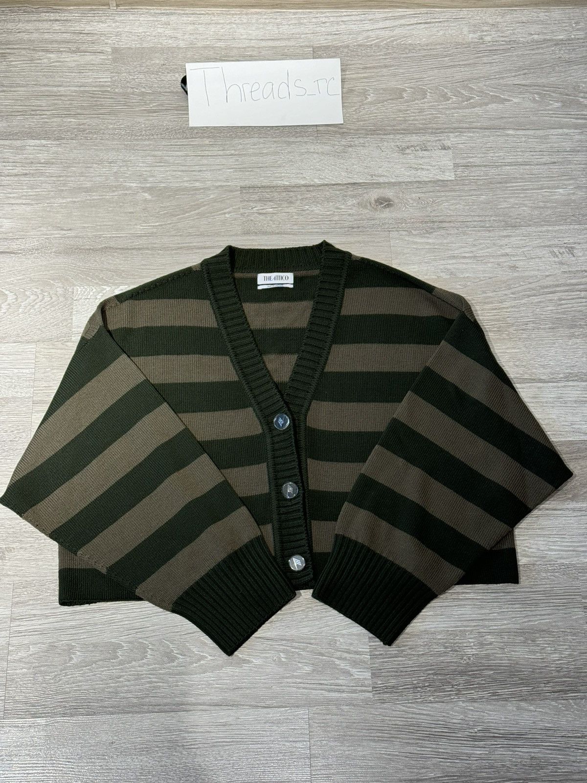 The Attico The Attico V - neck Striped Wool Oversized Cardigan Size XS / US 0-2 / IT 36-38 - 5 Thumbnail