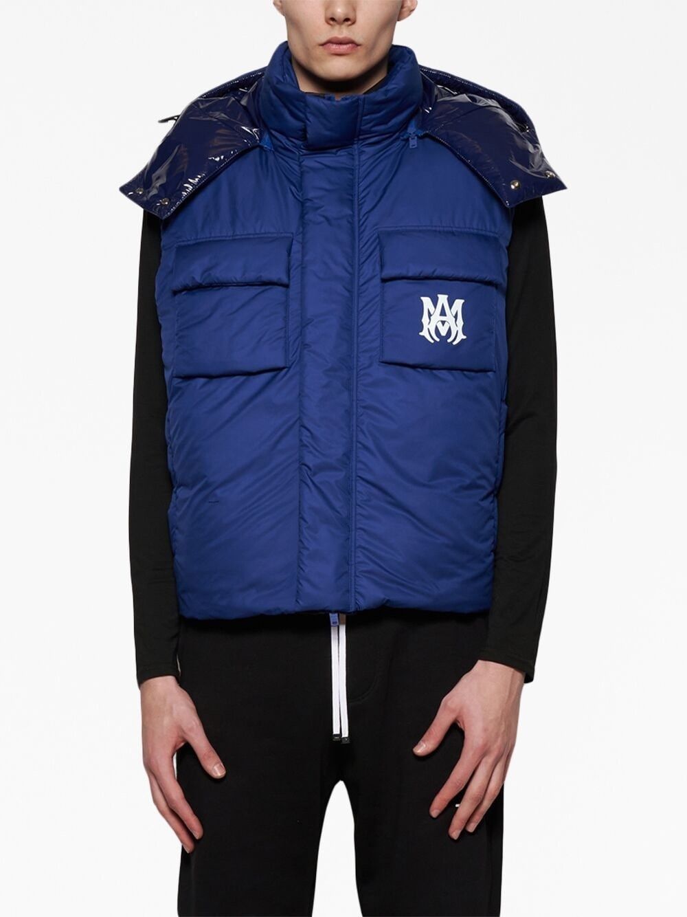Amiri o1w1db11224 Logo-Embroidery Padded Gilet in Blue Size US M / EU 48-50 / 2 - 3 Thumbnail