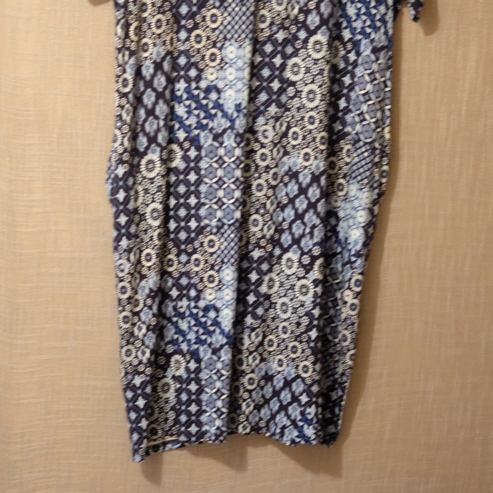 Vintage Terra & Sky Floral Dress Womens 1X Pockets Super Soft Stretch Nwot Navy Midi Dress T-Shirt Style Size XL / US 12-14 / IT 48-50 - 7 Thumbnail