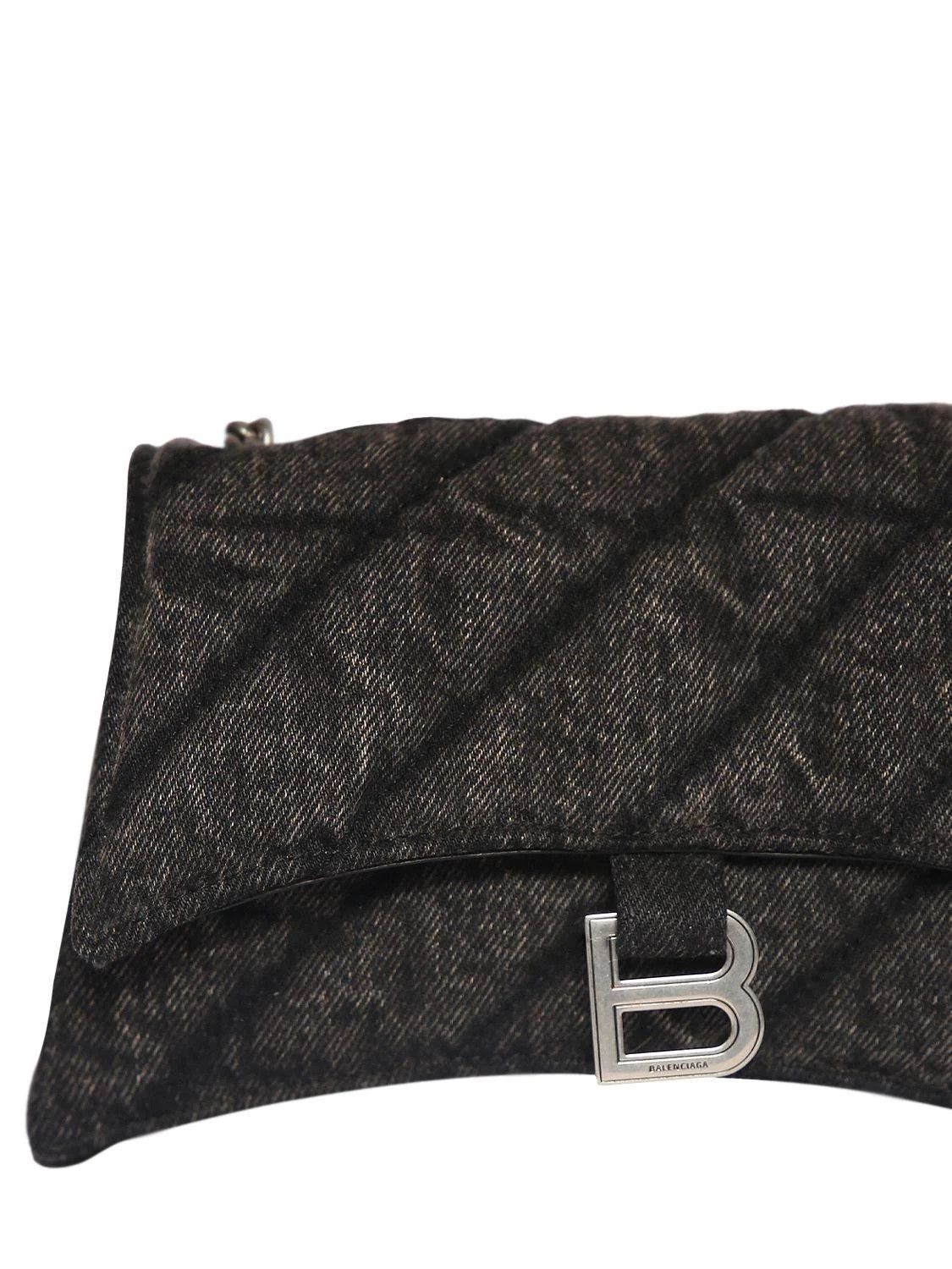 Balenciaga o1mt1gz0824 Size: OS / Crush XS Chain Bag Denim Black Size ONE SIZE - 7 Thumbnail
