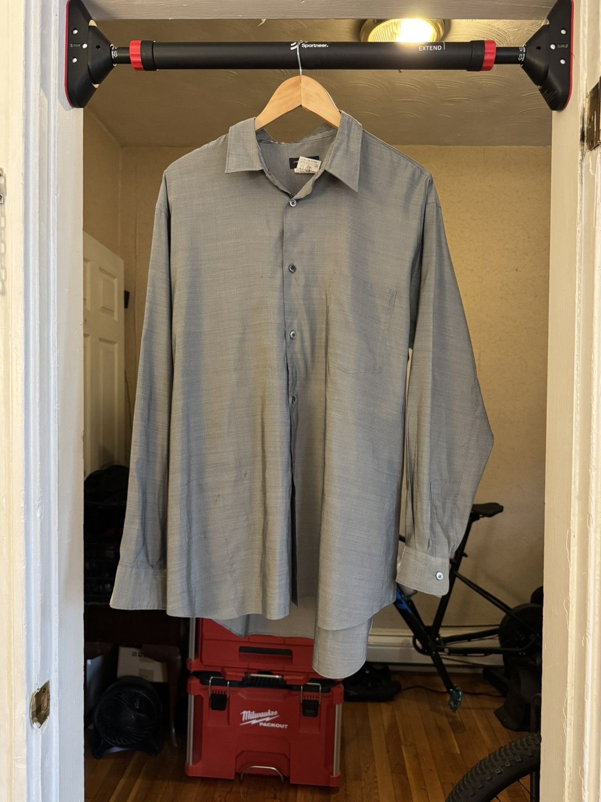 Comme Des Garcons Homme Plus AD 1997 Gray Shiny Coated Shirt