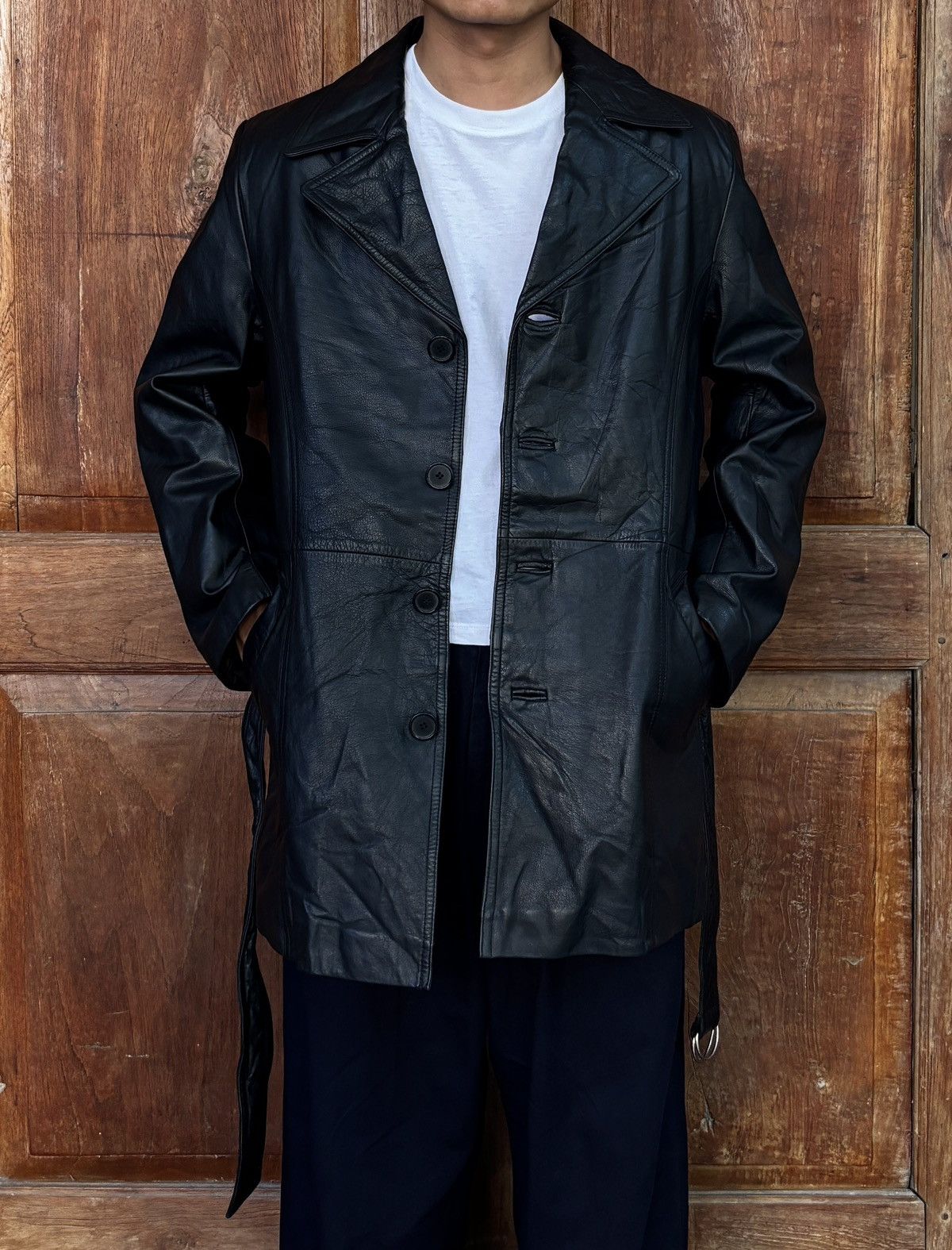 Comme des Garcons Homme FREE TAX! 2000s Leather Belted Blazer Jacket Size US M / EU 48-50 / 2 - 1 Thumbnail