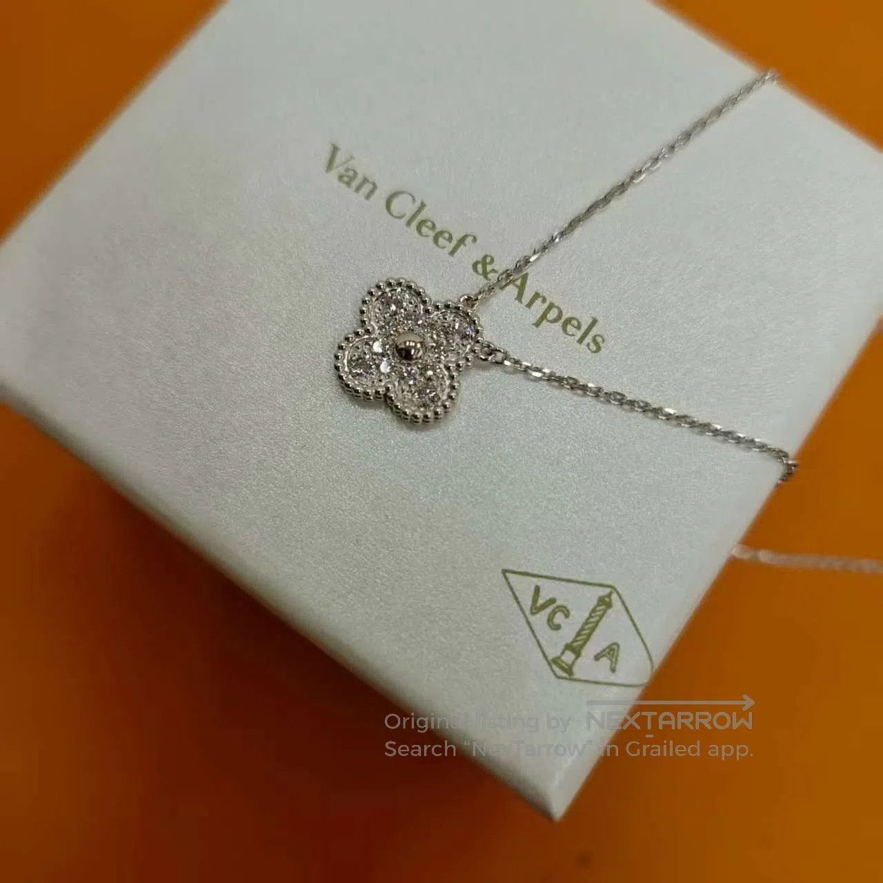 Van Cleef & Arpels VCA 18k White Gold Flower Necklace. Size ONE SIZE - 3 Thumbnail