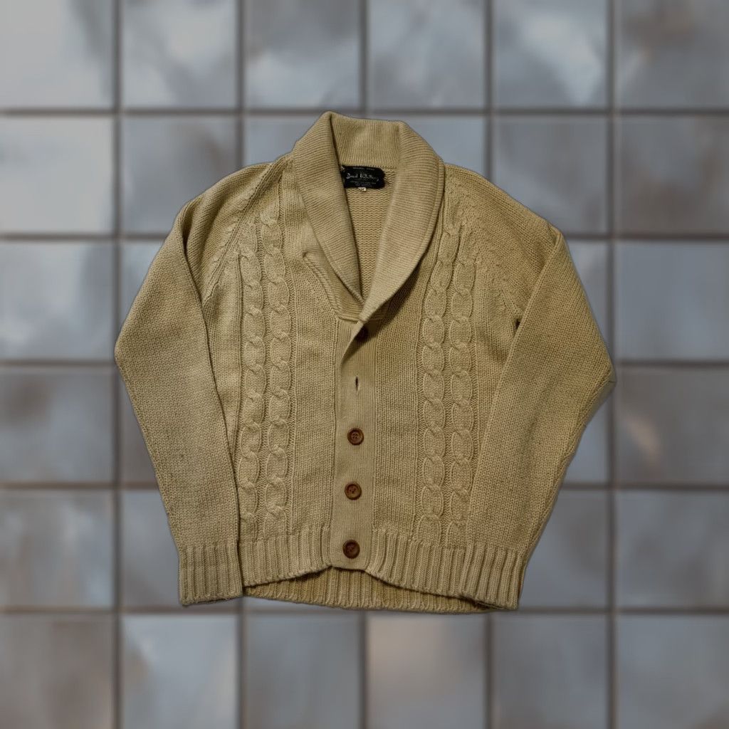 Vintage VINTAGE Brad Whitney Tan Cableknit Acrylic Knit Cardigan Sweater Sz. M 1970s Mens Boys? (no gender unnecessary) Size US M / EU 48-50 / 2 - 1 Thumbnail