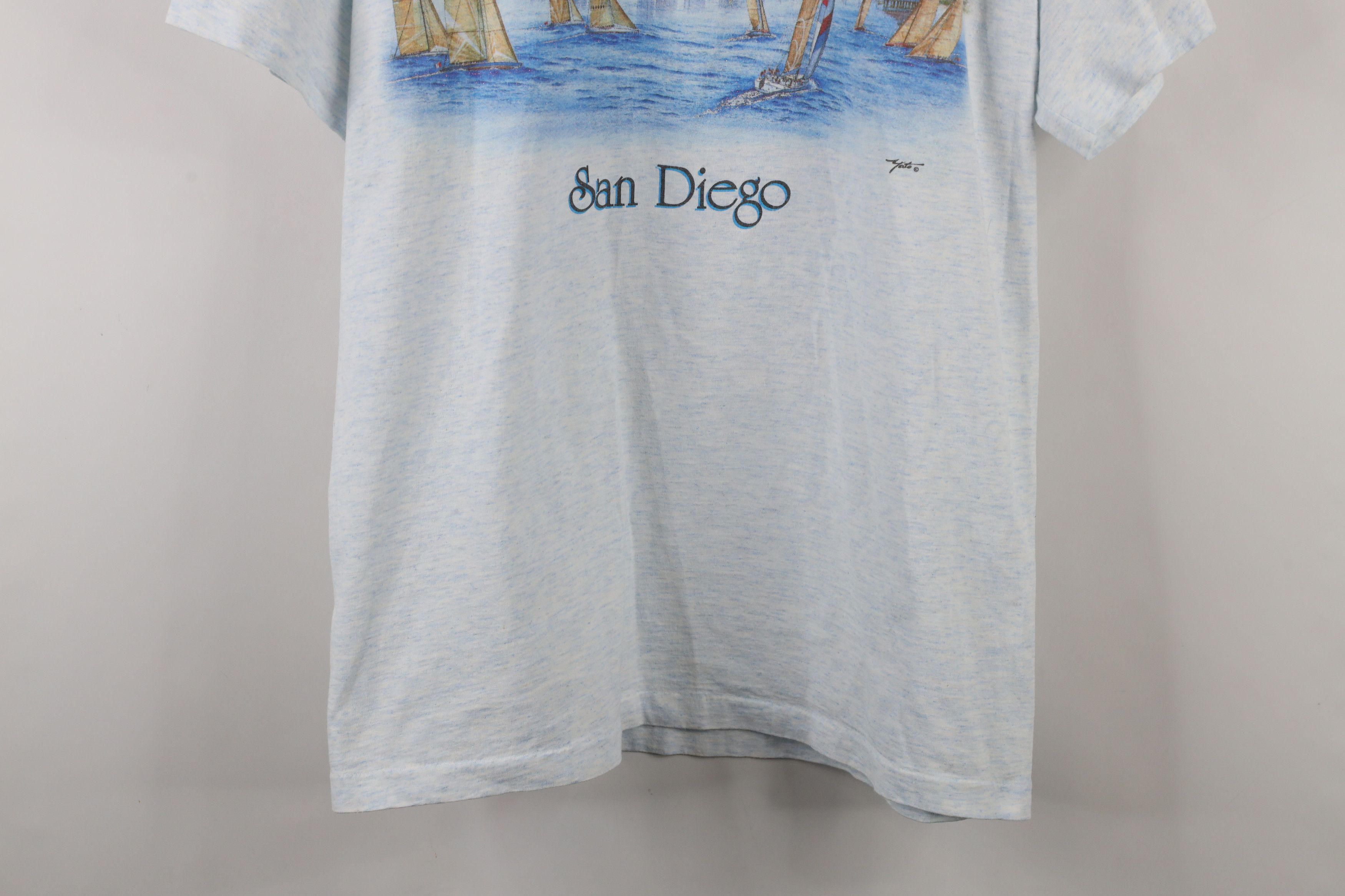 Vintage Vintage 90s Streetwear Spell San Diego Sailboat T-Shirt USA Size US L / EU 52-54 / 3 - 3 Thumbnail