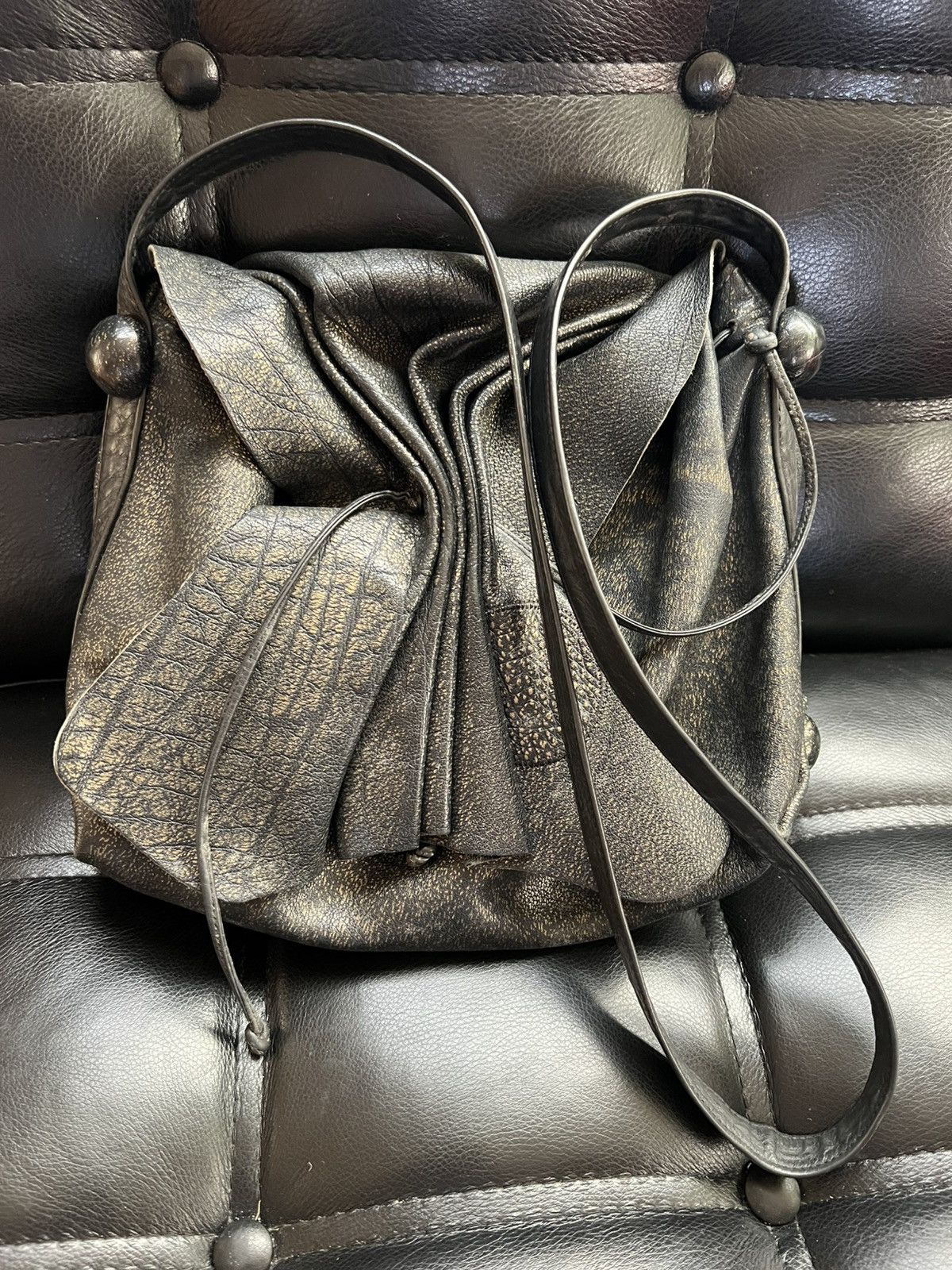Other Carlos Falchi Vintage Black Leather Butterfly Bag USA made Size ONE SIZE - 16 Thumbnail