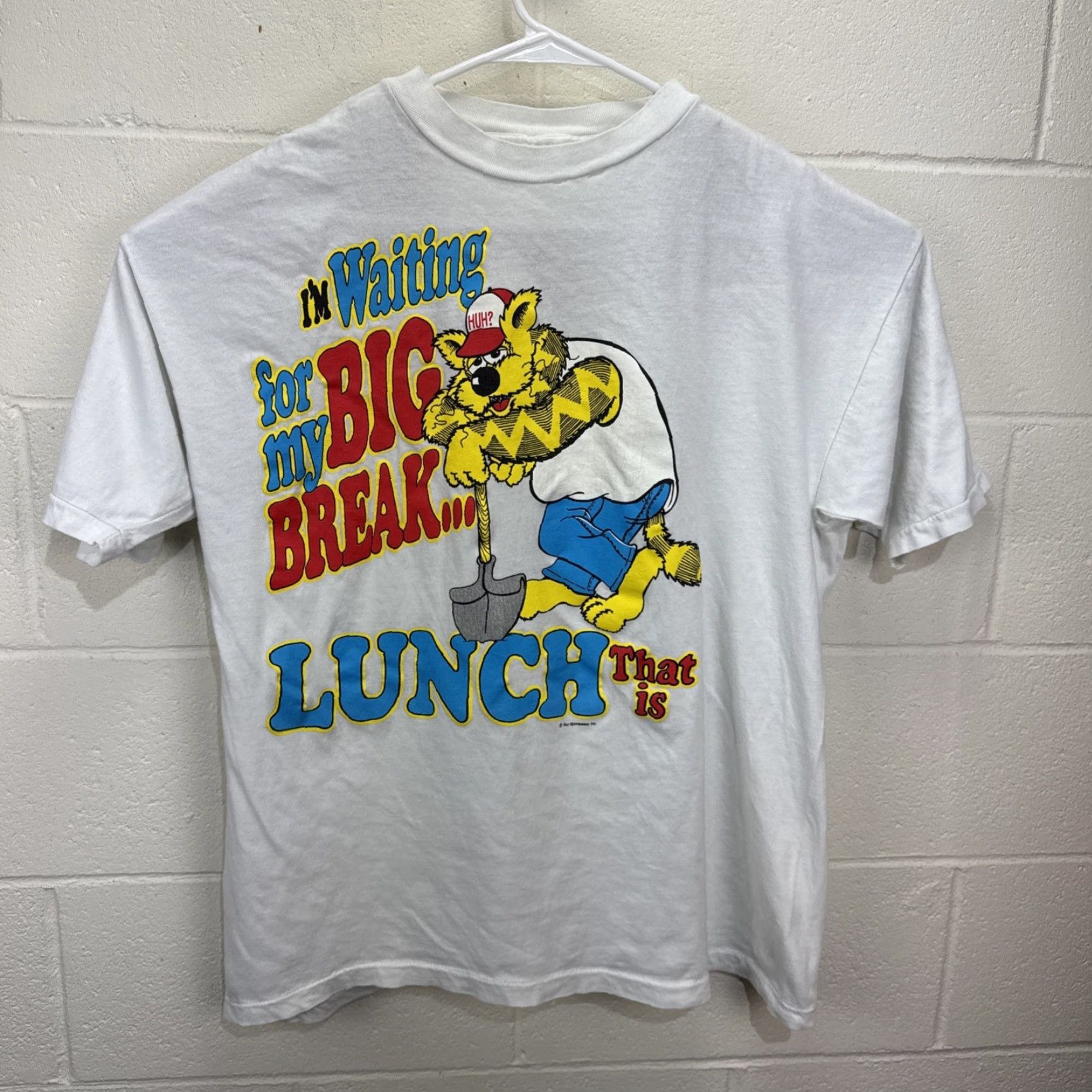 Vintage VINTAGE 1990s Waiting on My Big Dream Lunch Graphic T-Shirt Mens XL White Casual Humor Cotton Size US XL / EU 56 / 4 - 2 Thumbnail