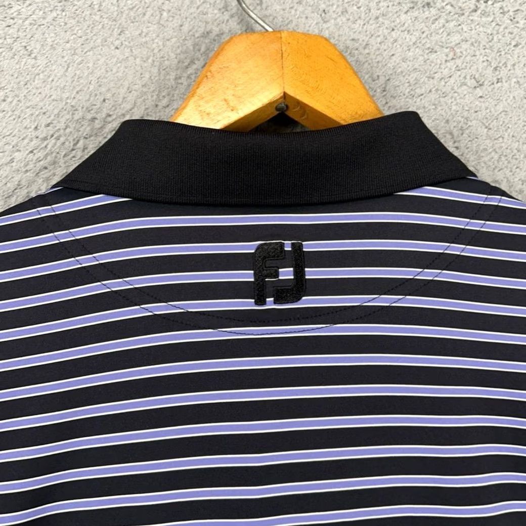 Footjoy FootJoy FJ Polo Shirt Mens XL Black Purple Striped Athletic Rugby Golf Shirt Size US XL / EU 56 / 4 - 7 Thumbnail