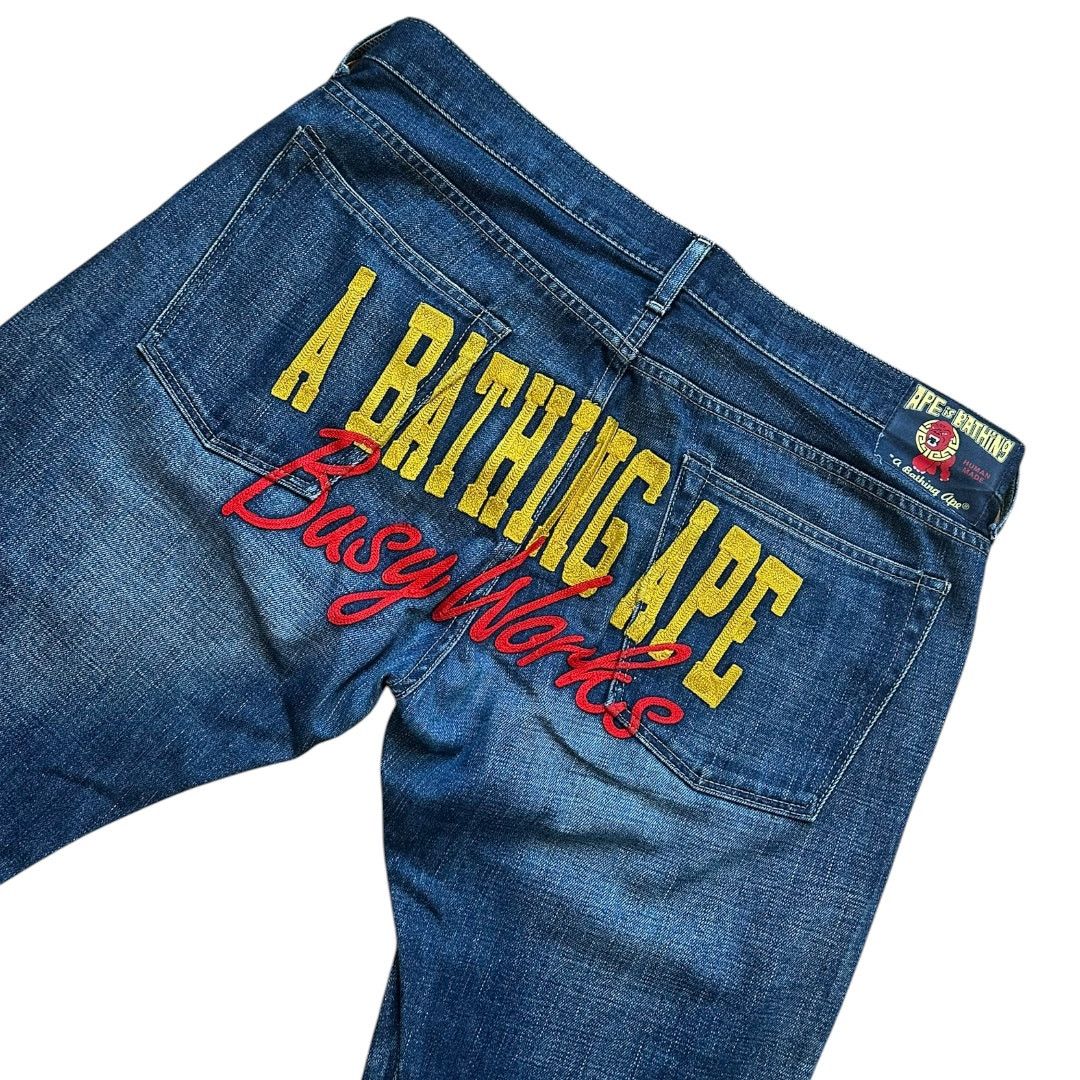 Bape 34" x 32" L Bape Busy Works Embroidered Denim Jeans Size US 34 / EU 50 - 1 Thumbnail