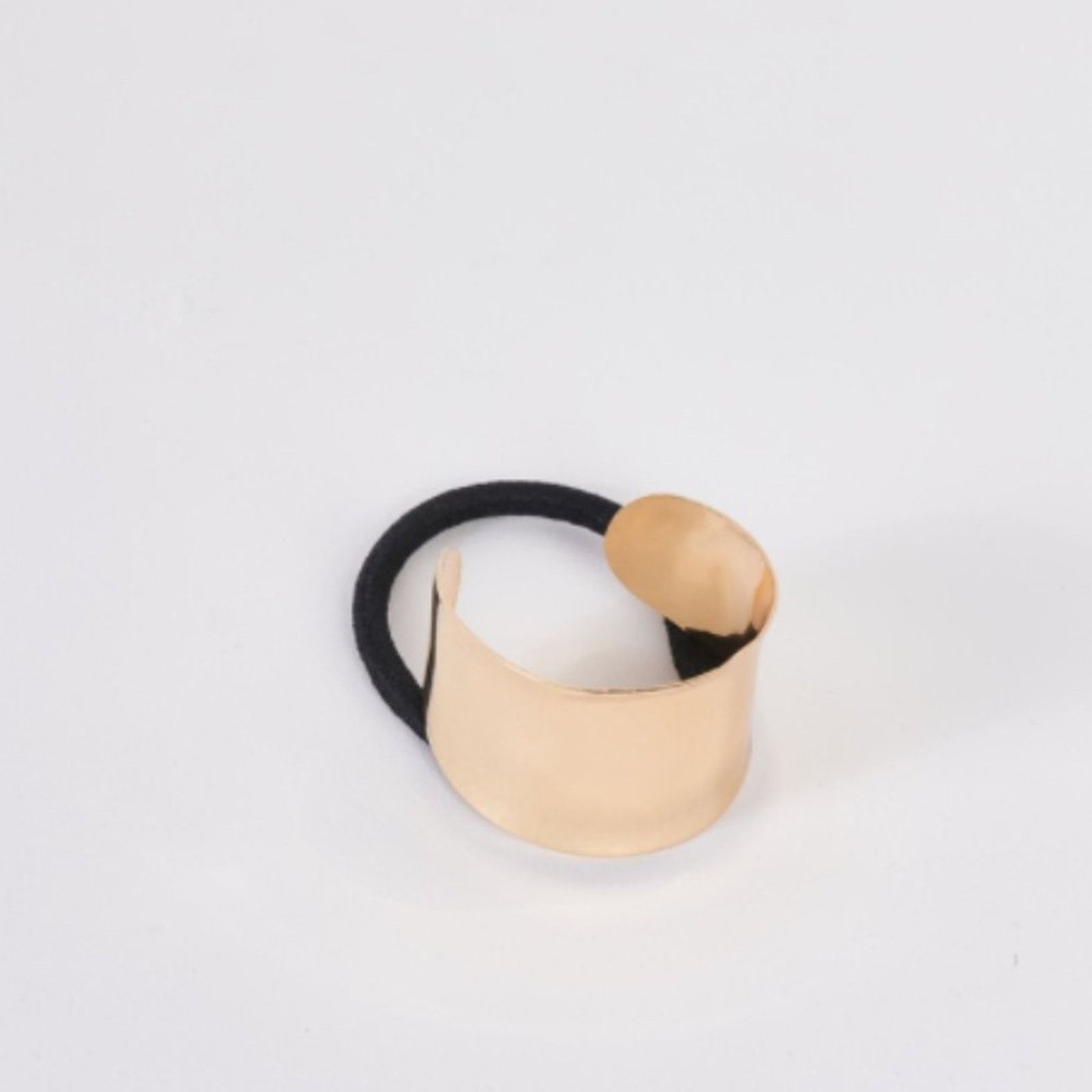 Other Gold Bent Open Cuff Metal Plate Accent Elastic Hair Tie Size ONE SIZE - 3 Thumbnail