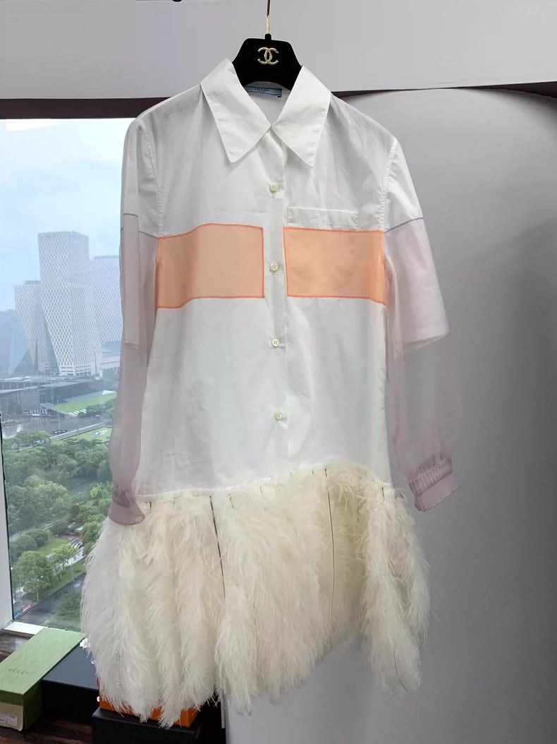 Prada Prada Sheer Feather Trim Button Shirt - dmc Size US M / EU 48-50 / 2 - 1 Thumbnail