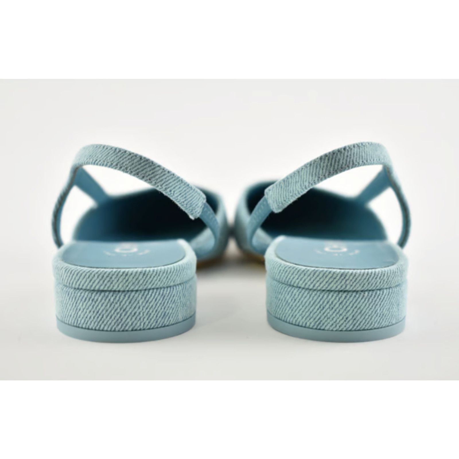Chanel 21S Denim Mademoiselle Coco Sling Slingback Flat Sandal 37.5 Size US 7.5 / IT 37.5 - 11 Thumbnail