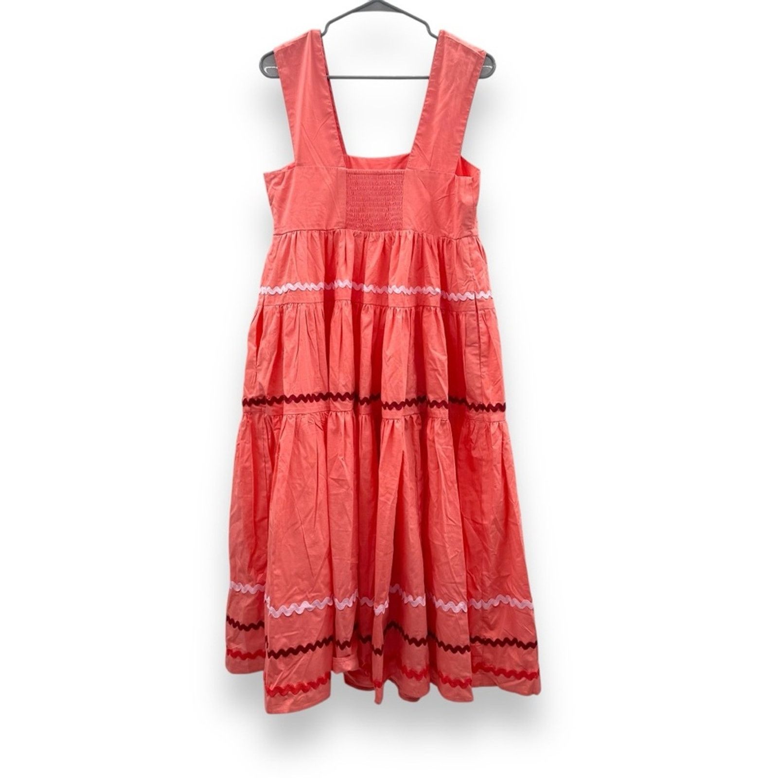 Anthropologie Anthropologie Helena Square Neck Tiered Coral Midi Dress Size S / US 4 / IT 40 - 6 Thumbnail