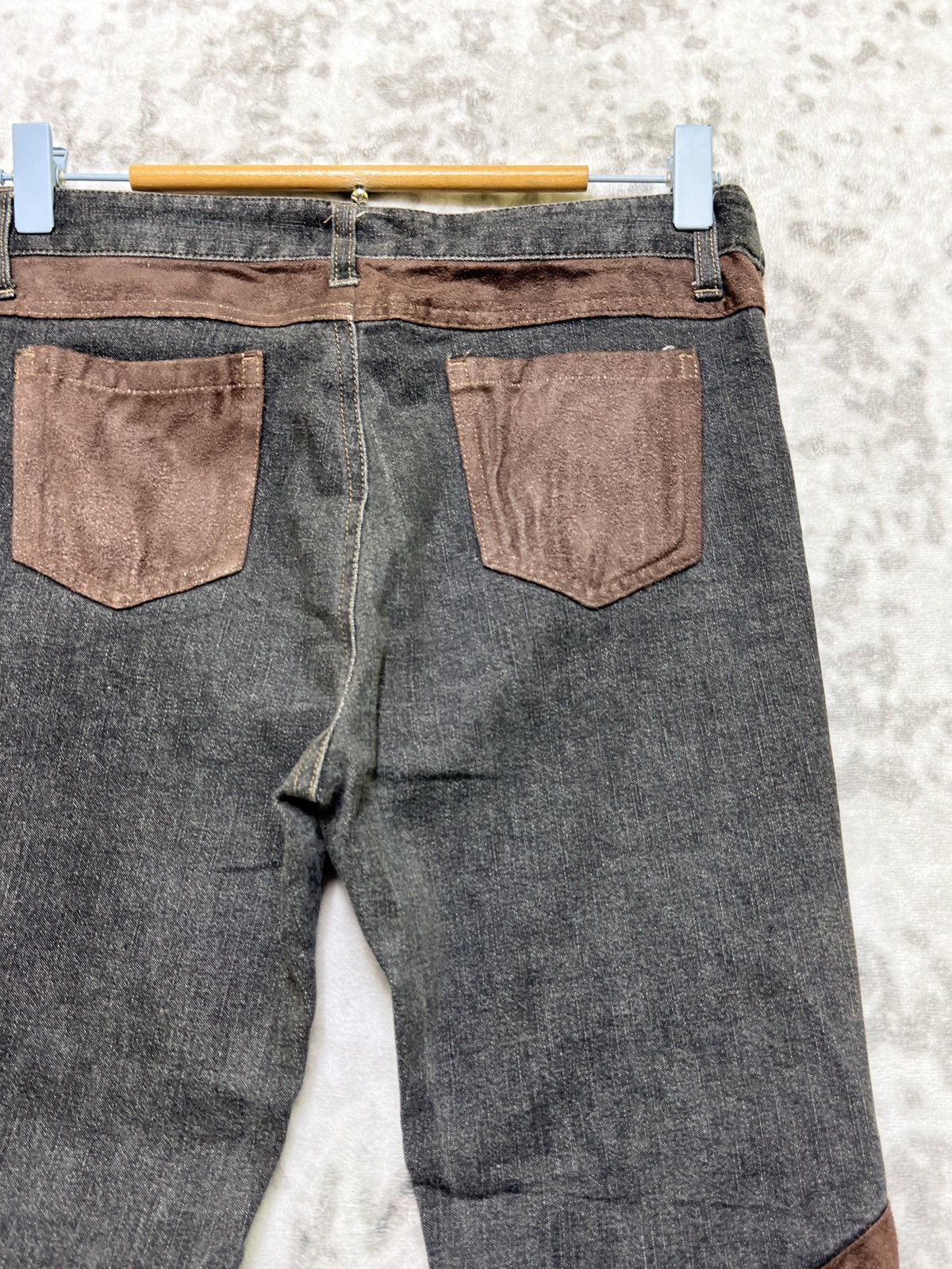 Tornado Mart Romantic Mocha Studded Knee Patch Flare Women Jeans Size US 27 - 11 Thumbnail
