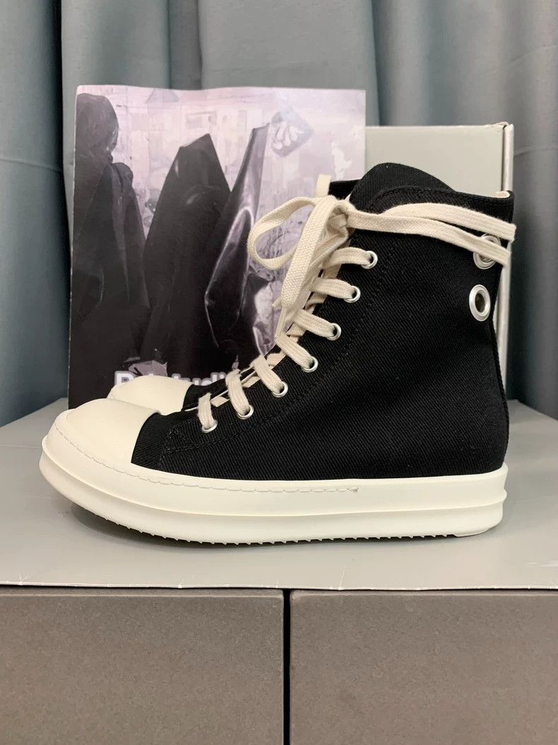 Rick Owens Rick Owens Black and white high-top canvas sneakers Size US 10 / EU 43 - 2 Thumbnail