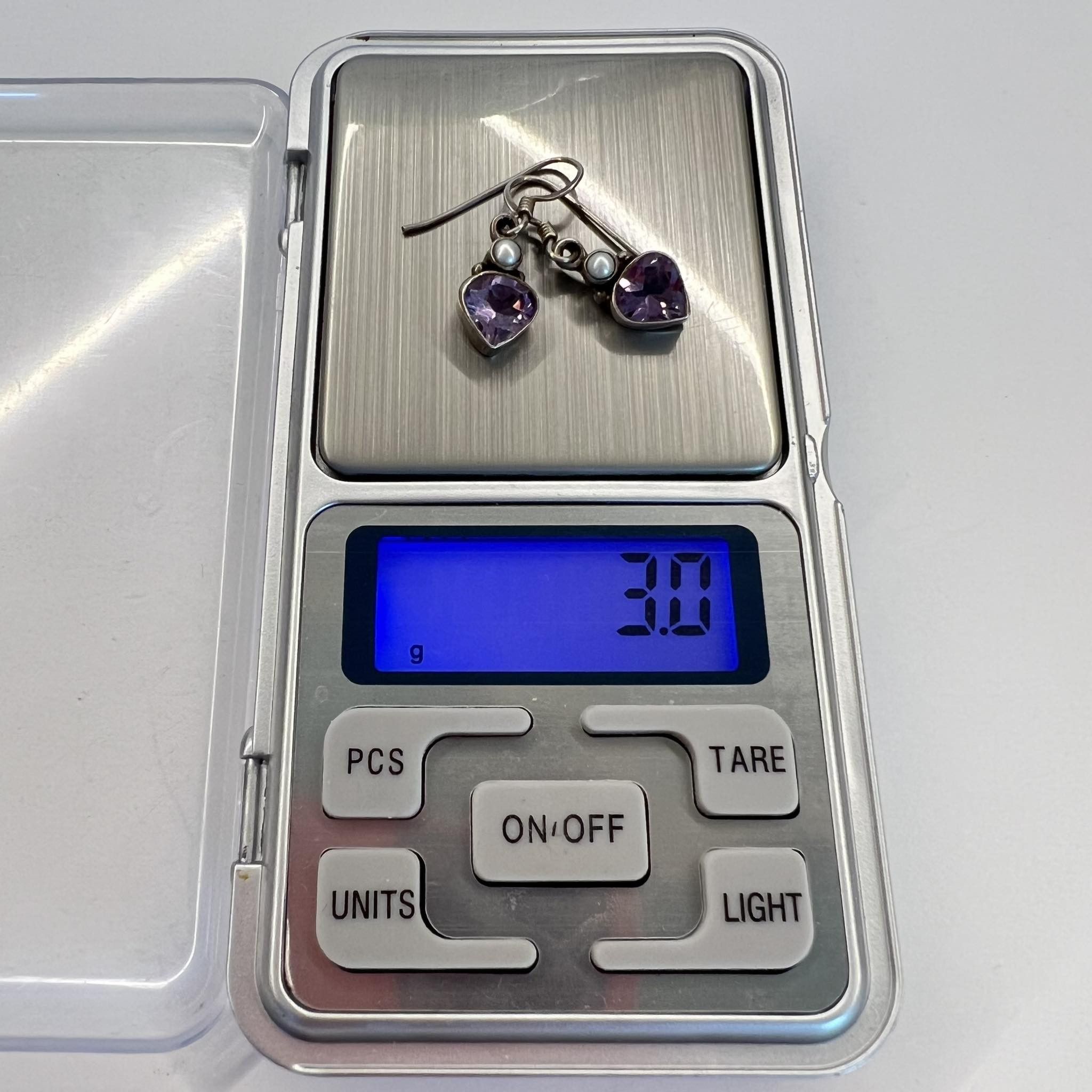 Vintage Vintage Sterling Silver 925 Jewelry Earrings Amethyst Stone Size ONE SIZE - 4 Thumbnail