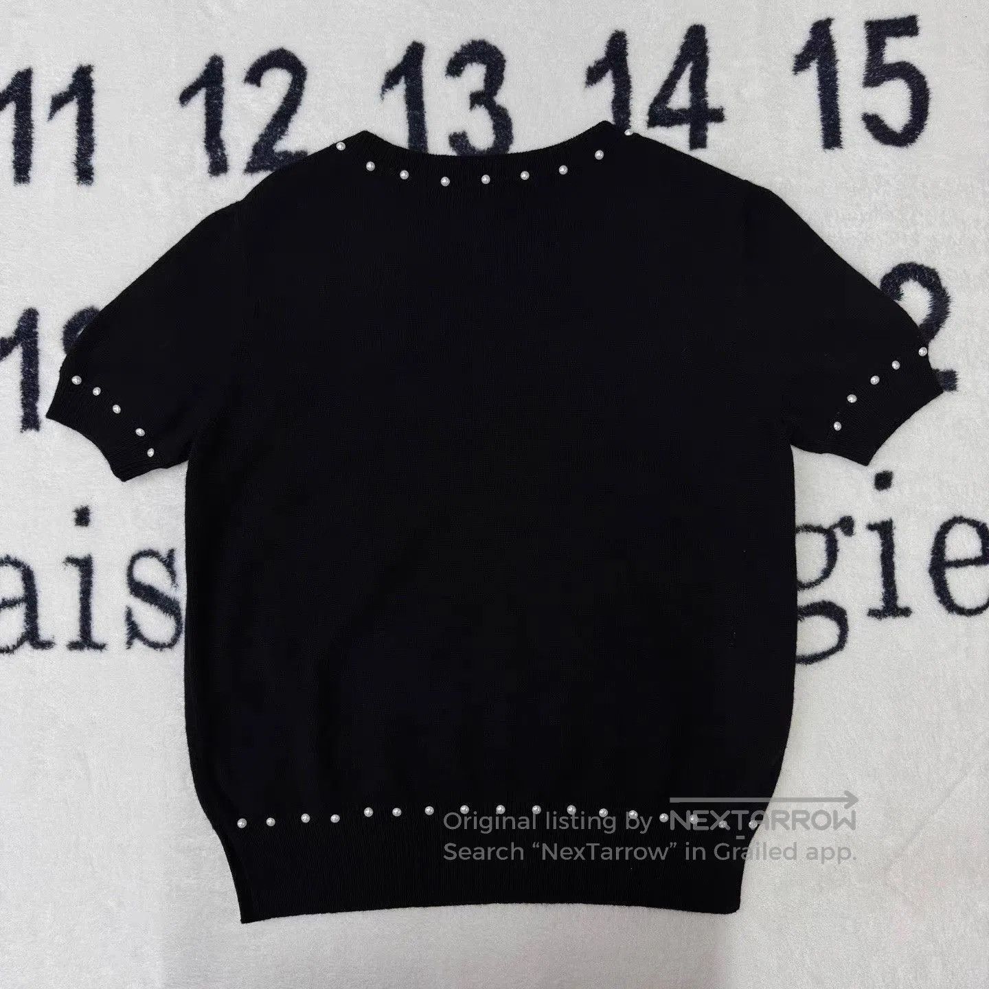 Chanel Black Short Sleeve Knit Top with Pearl Accents. Size US L / EU 52-54 / 3 - 2 Thumbnail