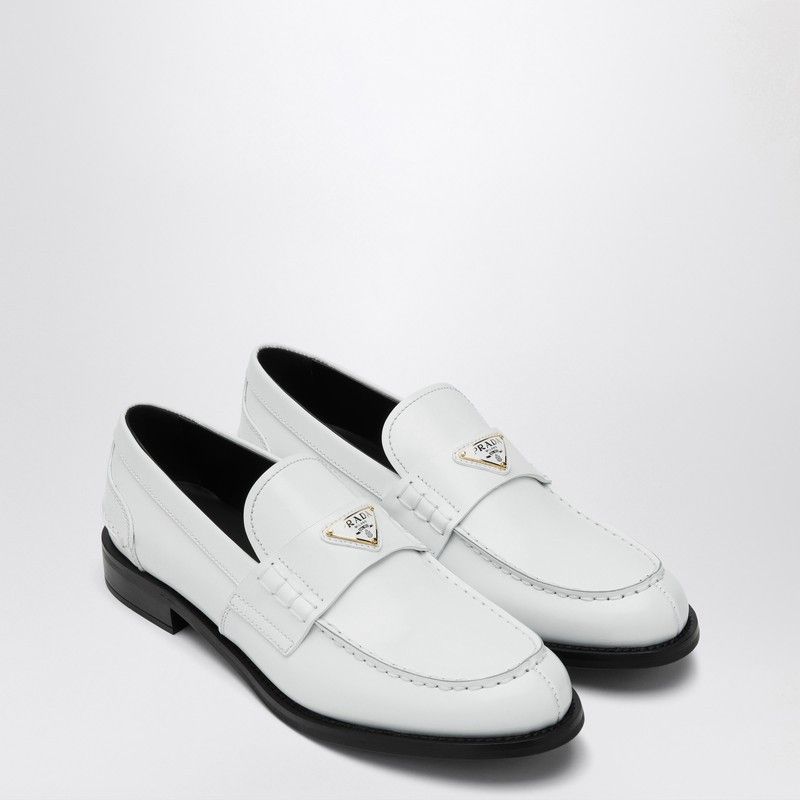 Prada Prada White Brushed Leather Loafer Size US 7.5 / IT 37.5 - 1 Thumbnail