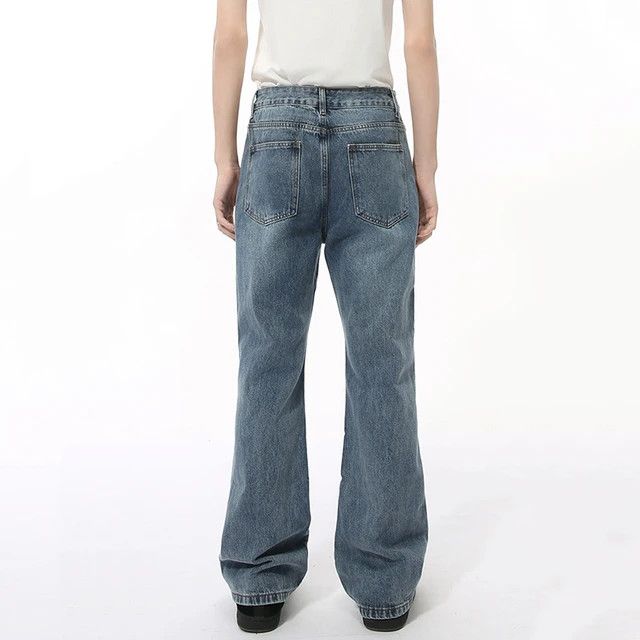 Japanese Brand Straight Leg Casual Solid Colour Loose Jeans Size US 31 - 5 Thumbnail