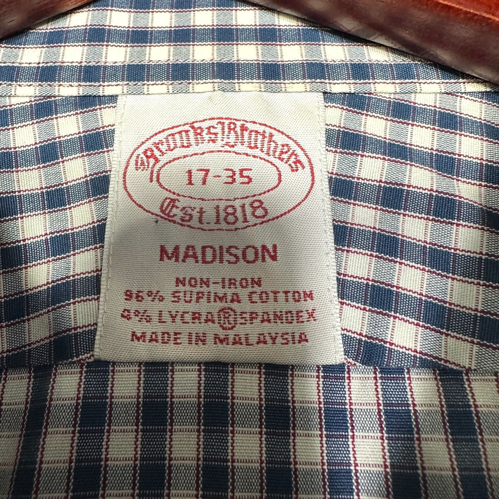 Brooks Brothers Brooks Brothers Shirt Mens 17 Madison Button Up Non Iron Blue Cotton Stretch Size US XL / EU 56 / 4 - 5 Thumbnail
