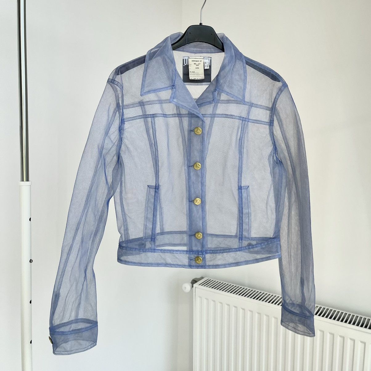 Vintage Moschino Net Transparent Blue Light Jacket Size: M