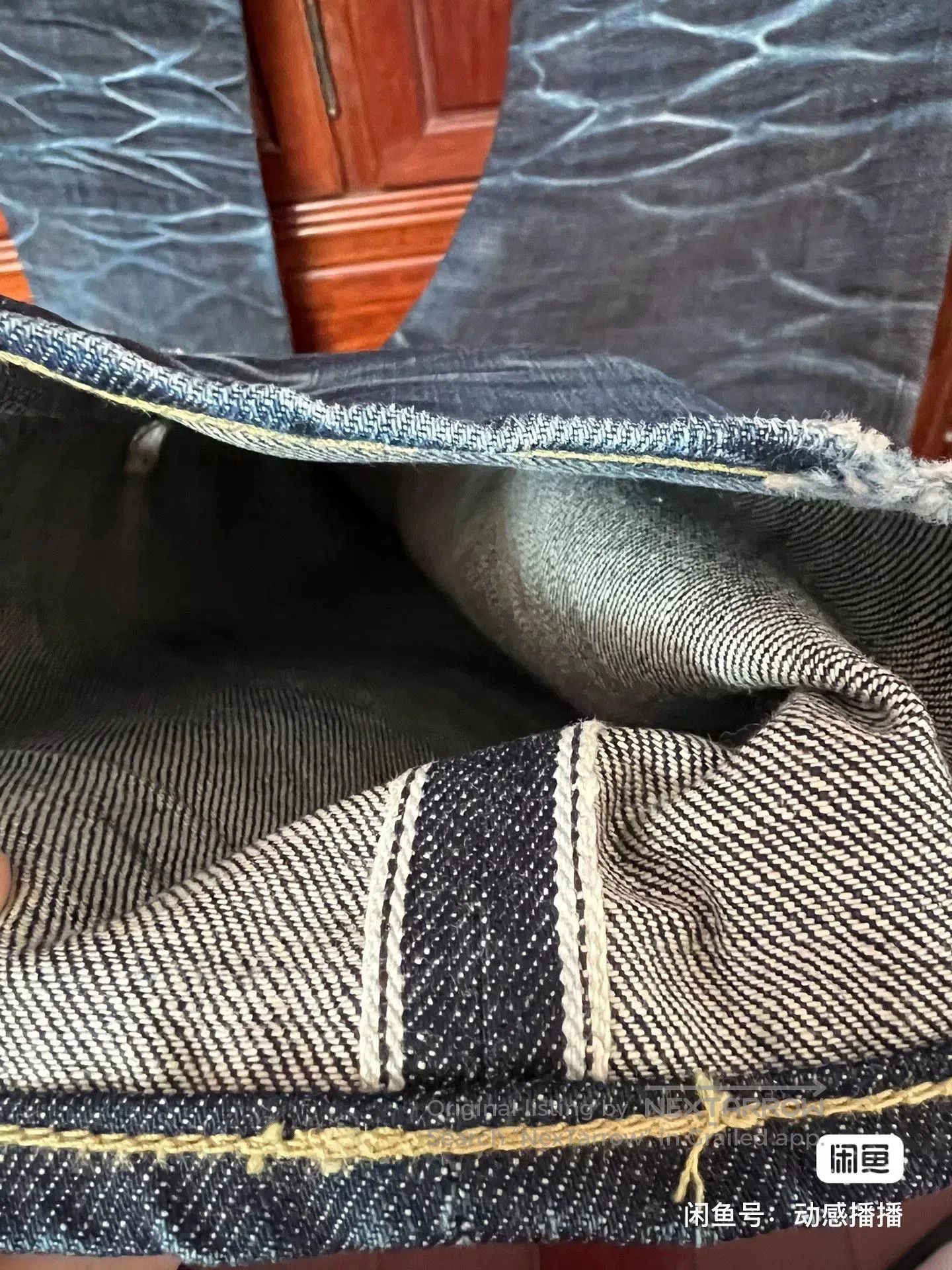 Vintage Indigo Wash Straight Slim Men's Jeans. Size US 31 - 3 Thumbnail