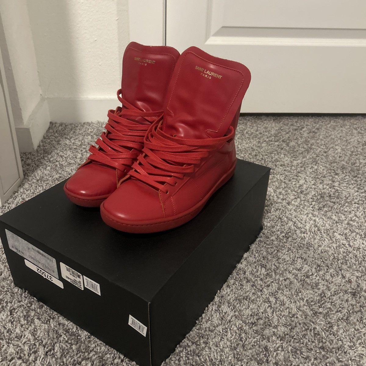 Saint Laurent Paris Red saint laurent high top sneakers Size US 7 / EU 40 - 1 Thumbnail