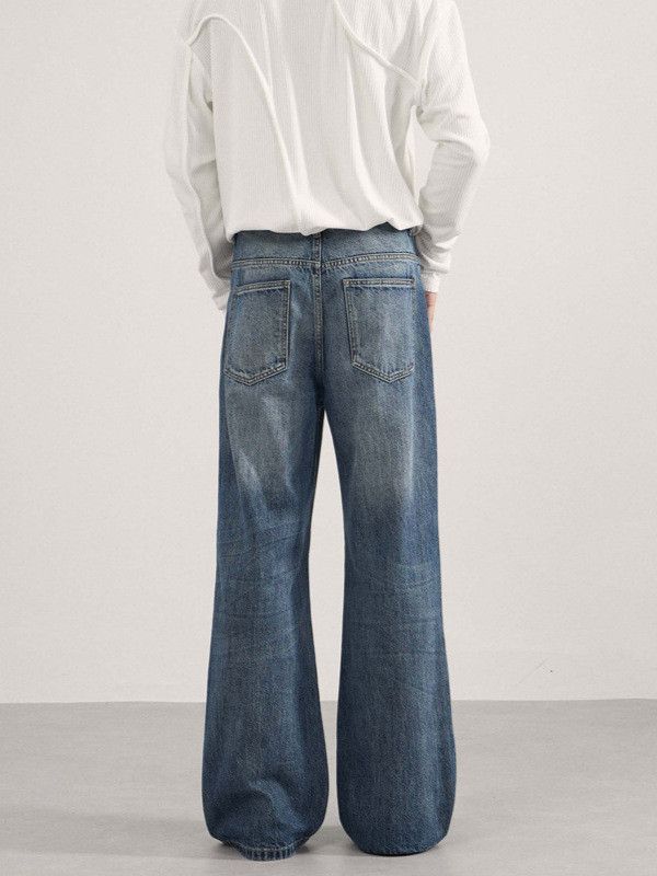 Japanese Brand Men's American high-street patchwork flared washed jeans Size US 32 / EU 48 - 5 Thumbnail