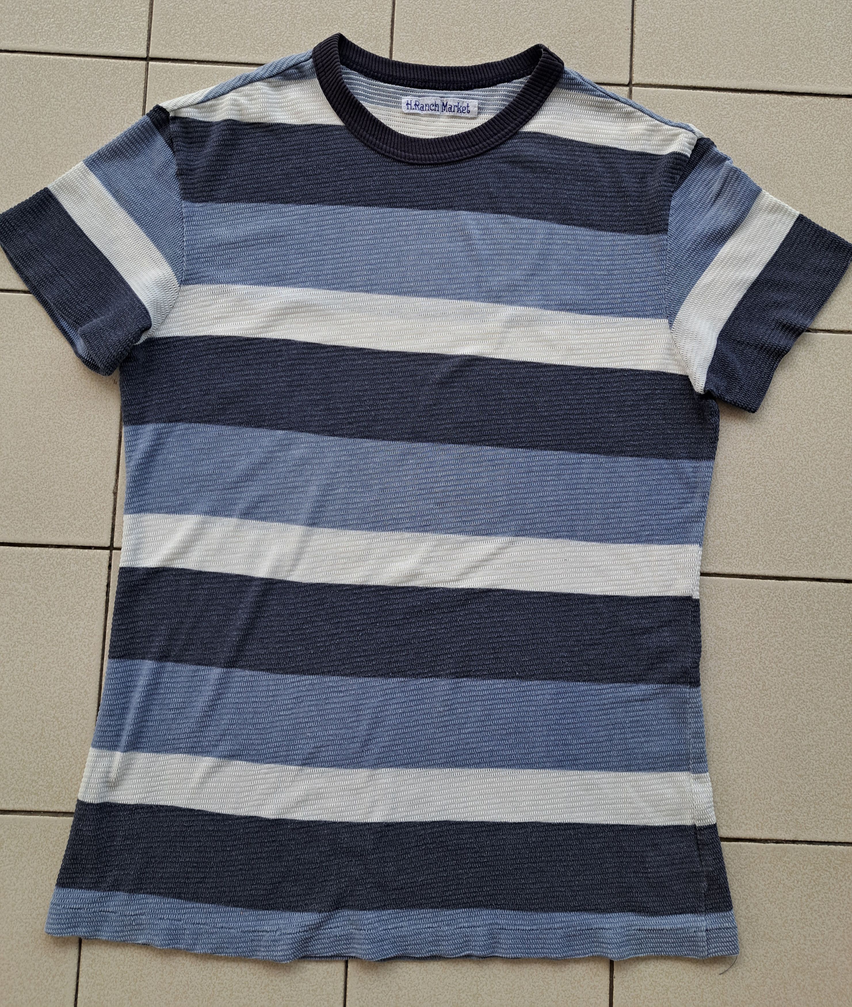image of Hollywood Ranch&market H Ranch Market Striped Knit T-Shirt, Men's (Size Large)