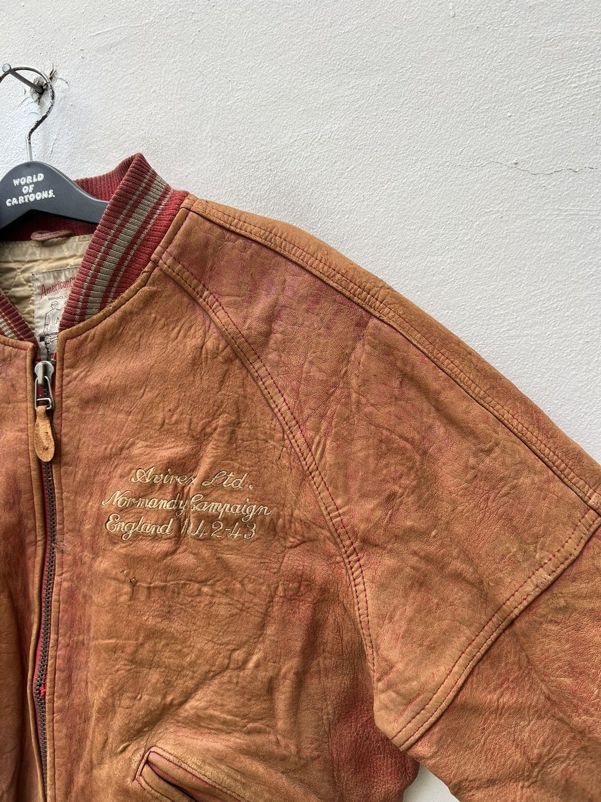 Avirex Vintage 80s 90s Avirex Trashed Leather Flight Bomber Jacket Size US L / EU 52-54 / 3 - 14 Thumbnail