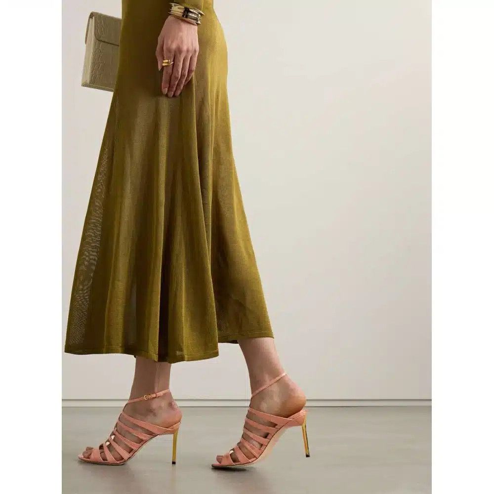 Tom Ford o1loc1c0425 W3490 Carine Mid Heel Sandals in Pink Size US 8.5 / IT 38.5 - 3 Thumbnail