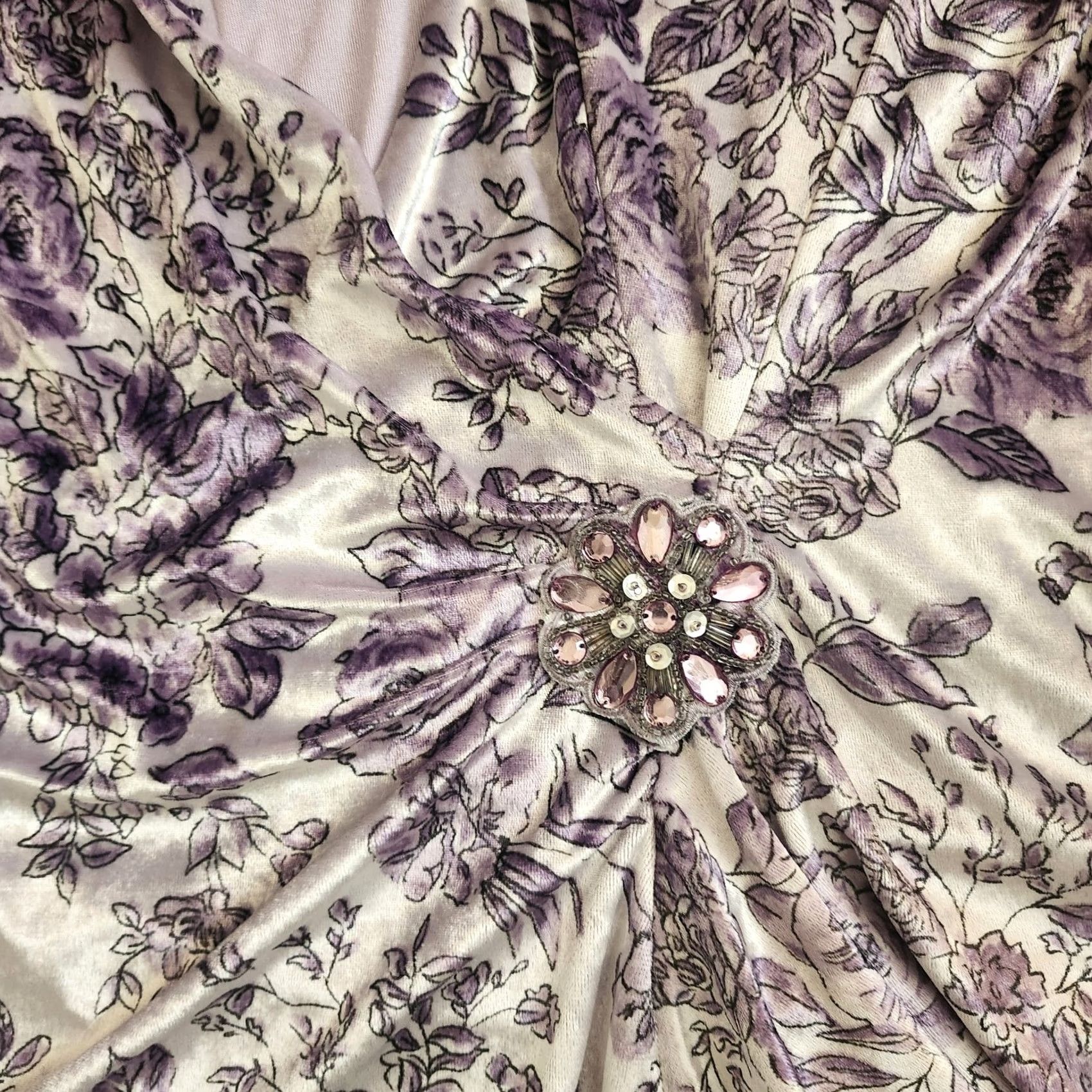 Nine West Nine West Womens Floral V-Neck Long Sleeve Blouse Purple Embellished Top Medium Size M / US 6-8 / IT 42-44 - 6 Thumbnail