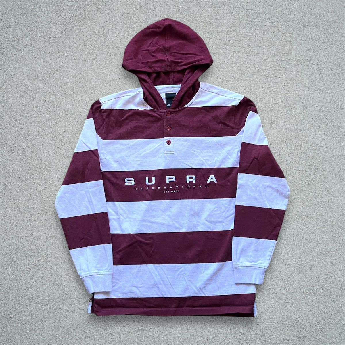 Supra Vintage Y2K Supra Footwear Rugby Hoodie Striped Skate polo Size US L / EU 52-54 / 3 - 6 Thumbnail
