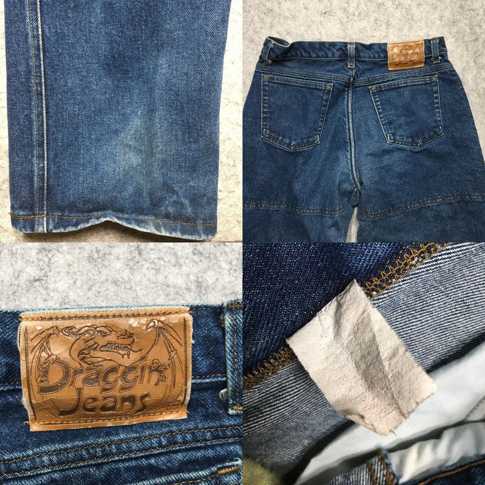 Denime VINTAGE Draggin Jeans Mens Jeans 32x33 Blue Reinforced Motorcycle Riding Denim 90s Mens Size US 32 / EU 48 - 8 Thumbnail