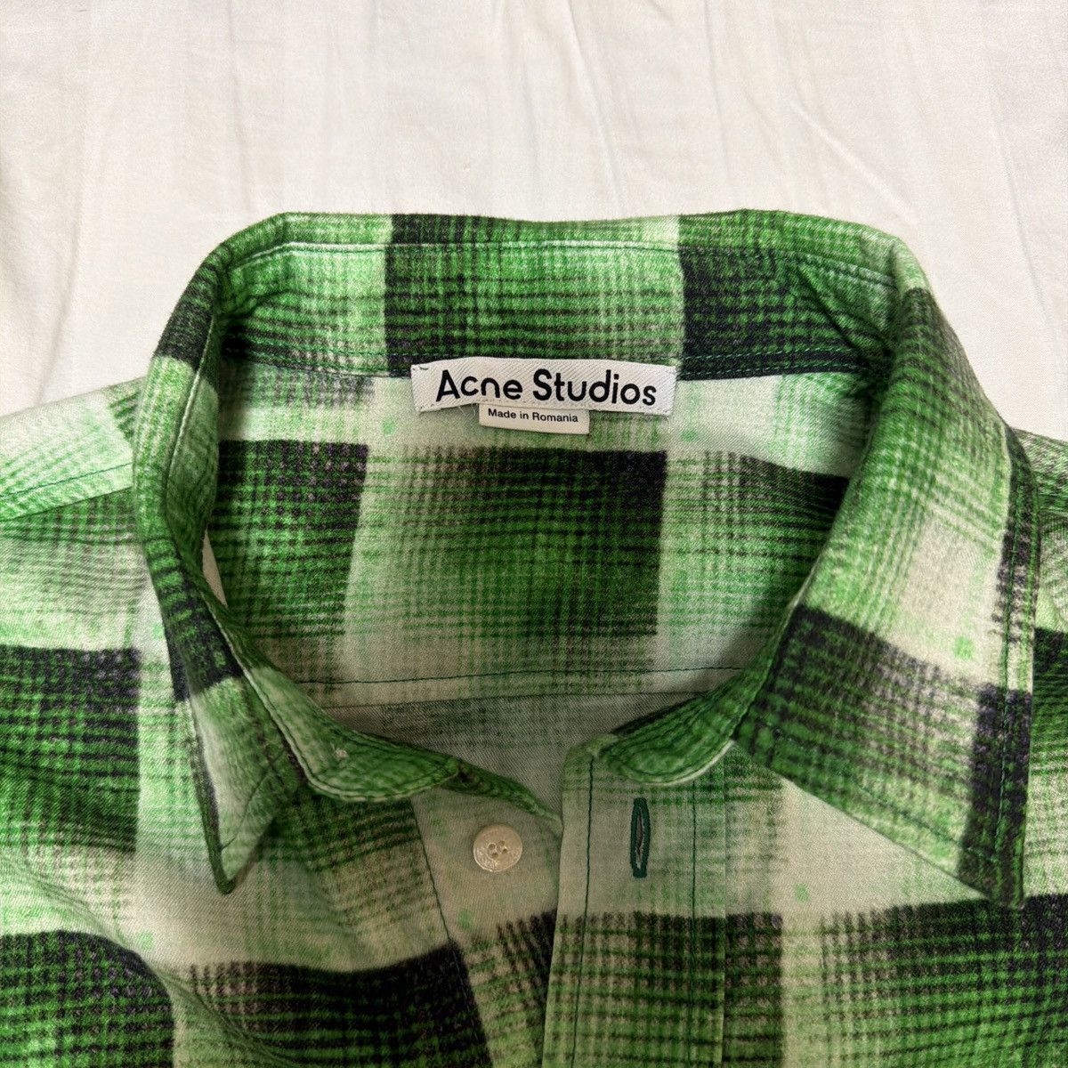 Acne Studios Acne studios green and black flannel button down shirt Size US M / EU 48-50 / 2 - 2 Thumbnail