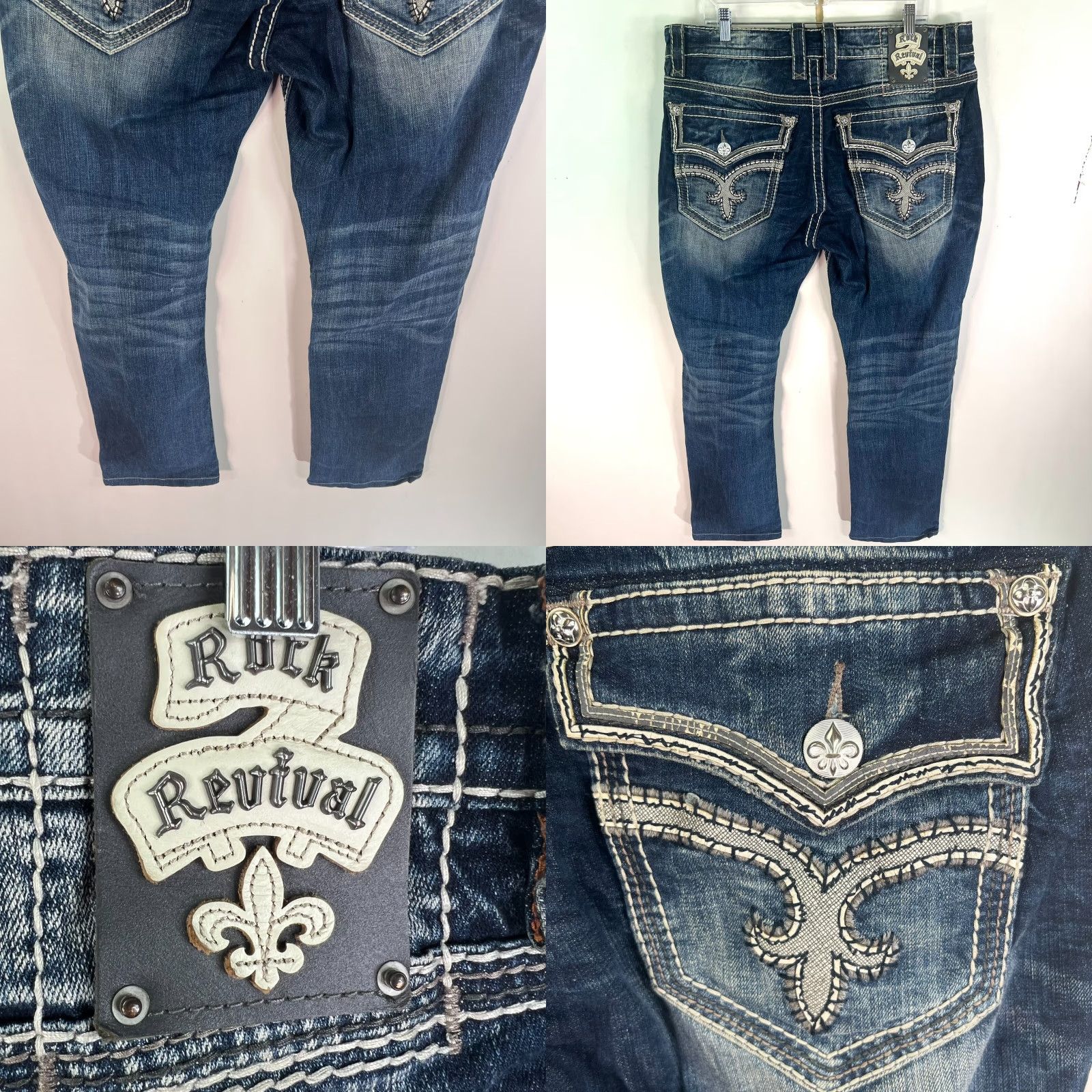 Vintage Rock Revival Jacoby Bootcut Jeans Mens Size 38 29 Blue Distressed Denim Size US 38 / EU 54 - 8 Thumbnail