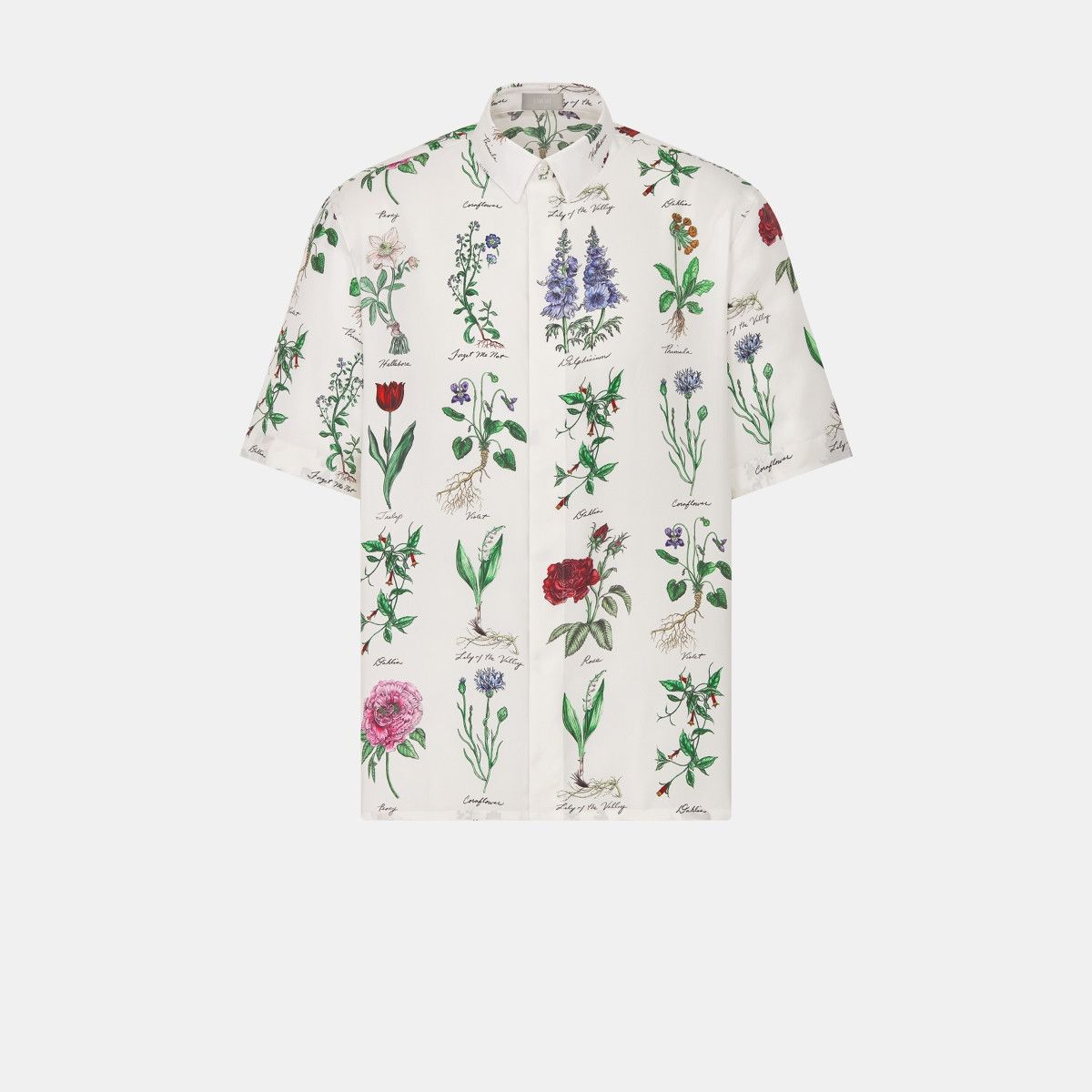 o1bcso1str0226 Short-Sleeved Shirt in White Silk